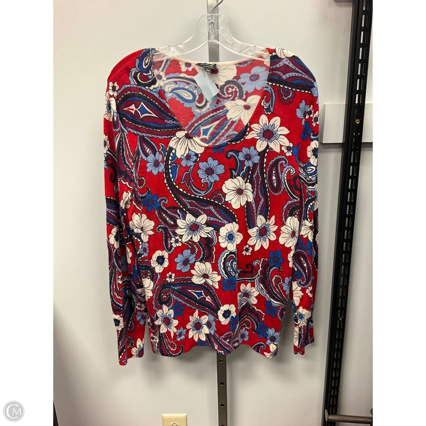 Sweater By Talbots In Blue Red & White, Size: Xl