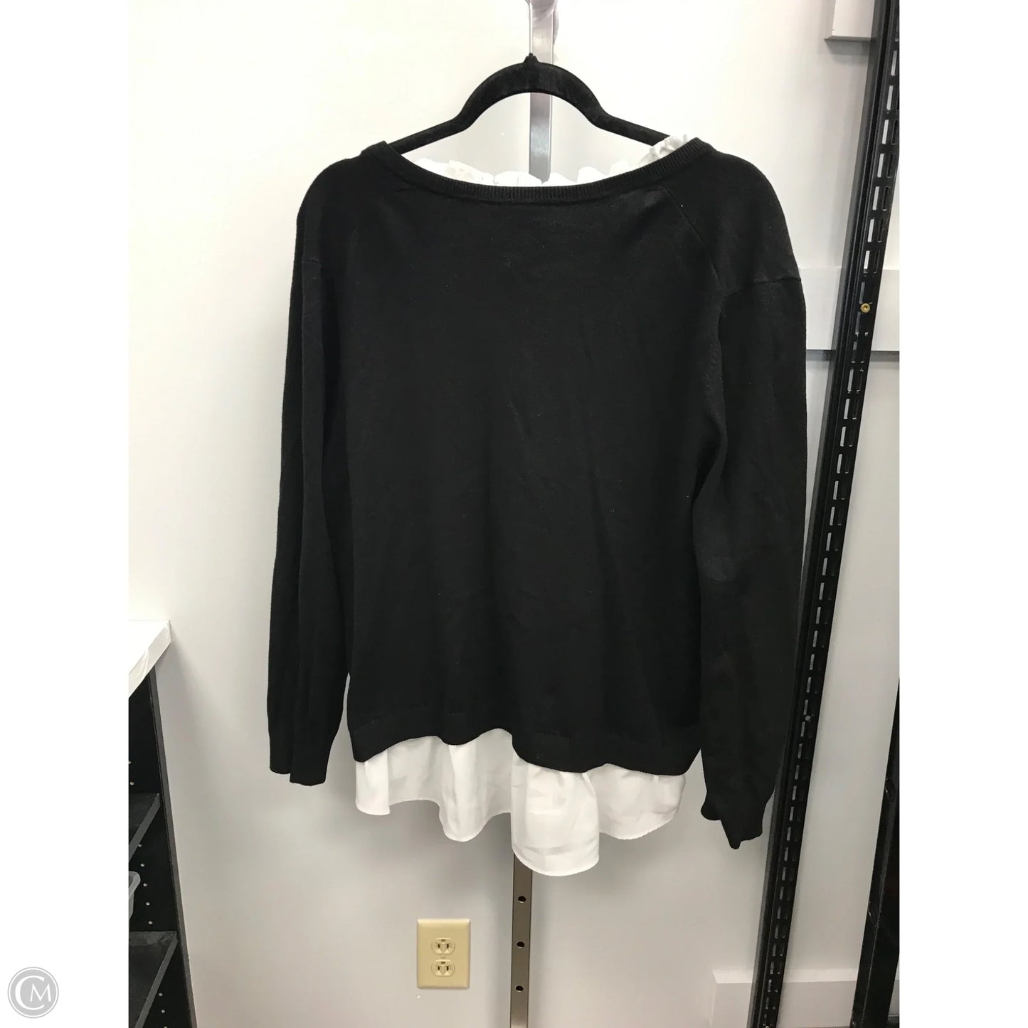 Top Long Sleeve By Sioni In Black & White, Size: L