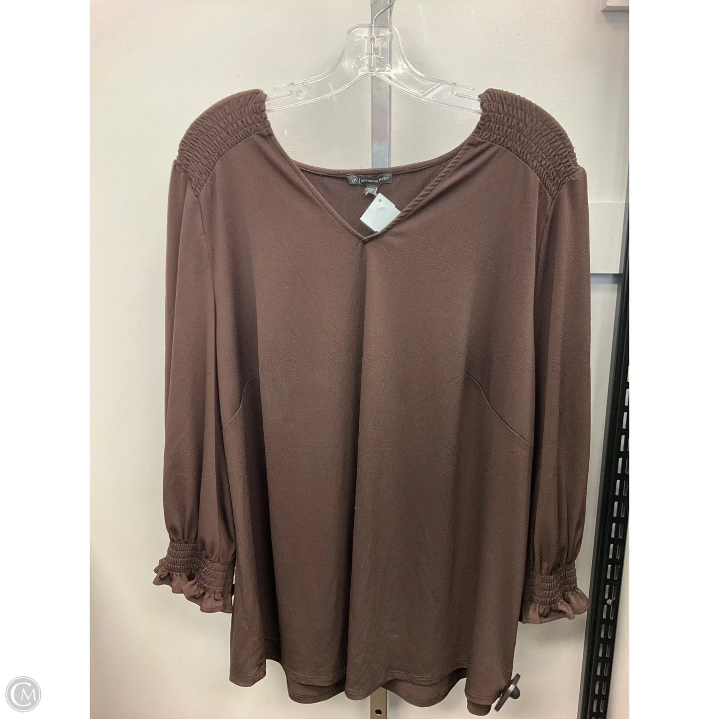 Top 3/4 Sleeve By Adrianna Papell In Brown, Size: 3x