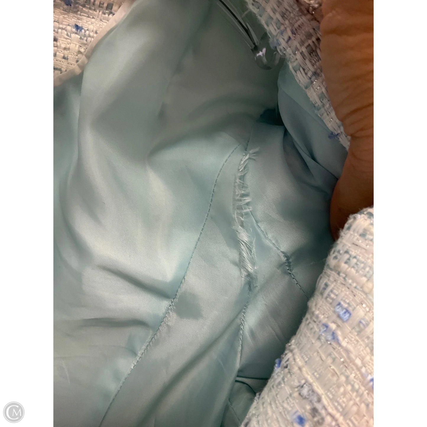 Blazer Designer By Karl Lagerfeld In Blue & White, Size: 6