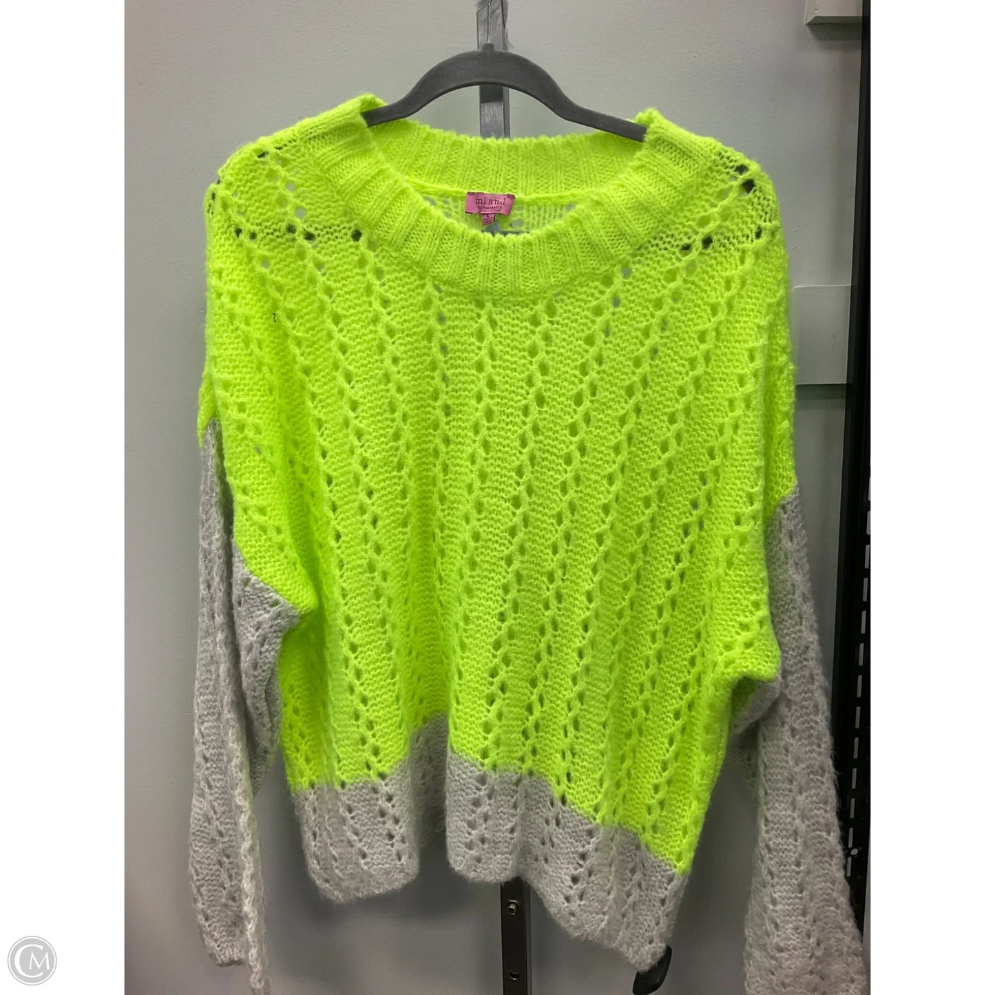 Sweater By Mi Ami In Green & Grey, Size: L