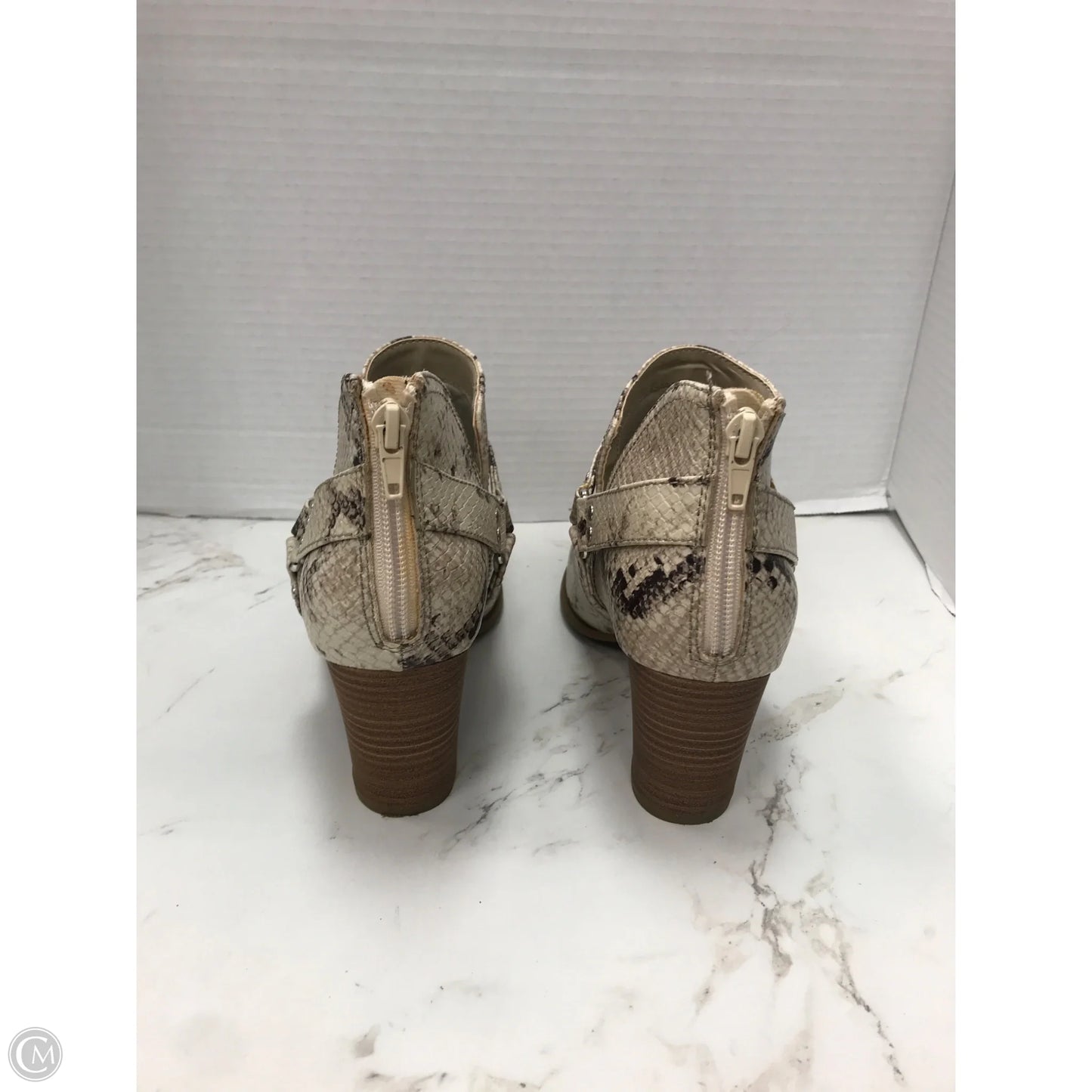 Boots Ankle Heels By Fergalicious In Snakeskin Print, Size: 8