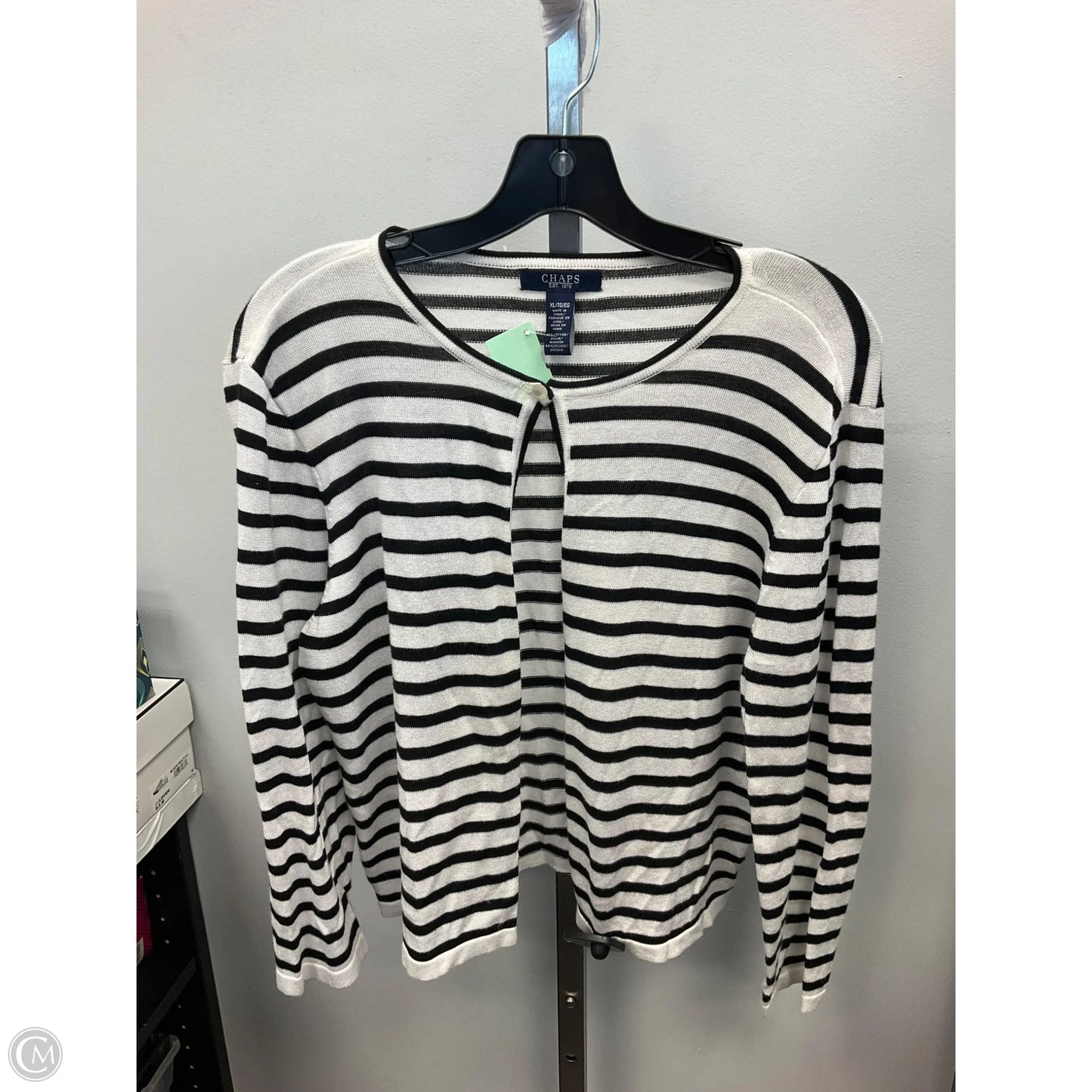 Cardigan By Chaps In Striped Pattern, Size: Xl