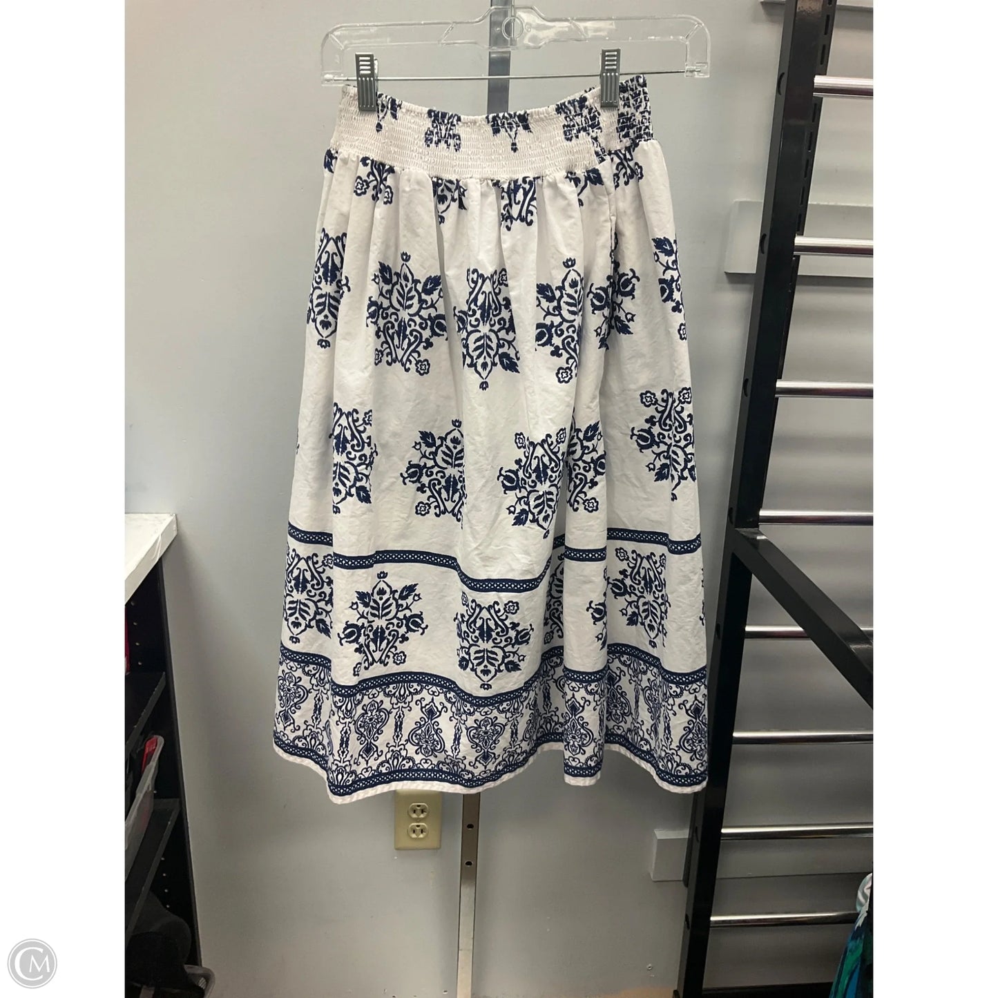 Skirt Midi By Cece In Blue & White, Size: S