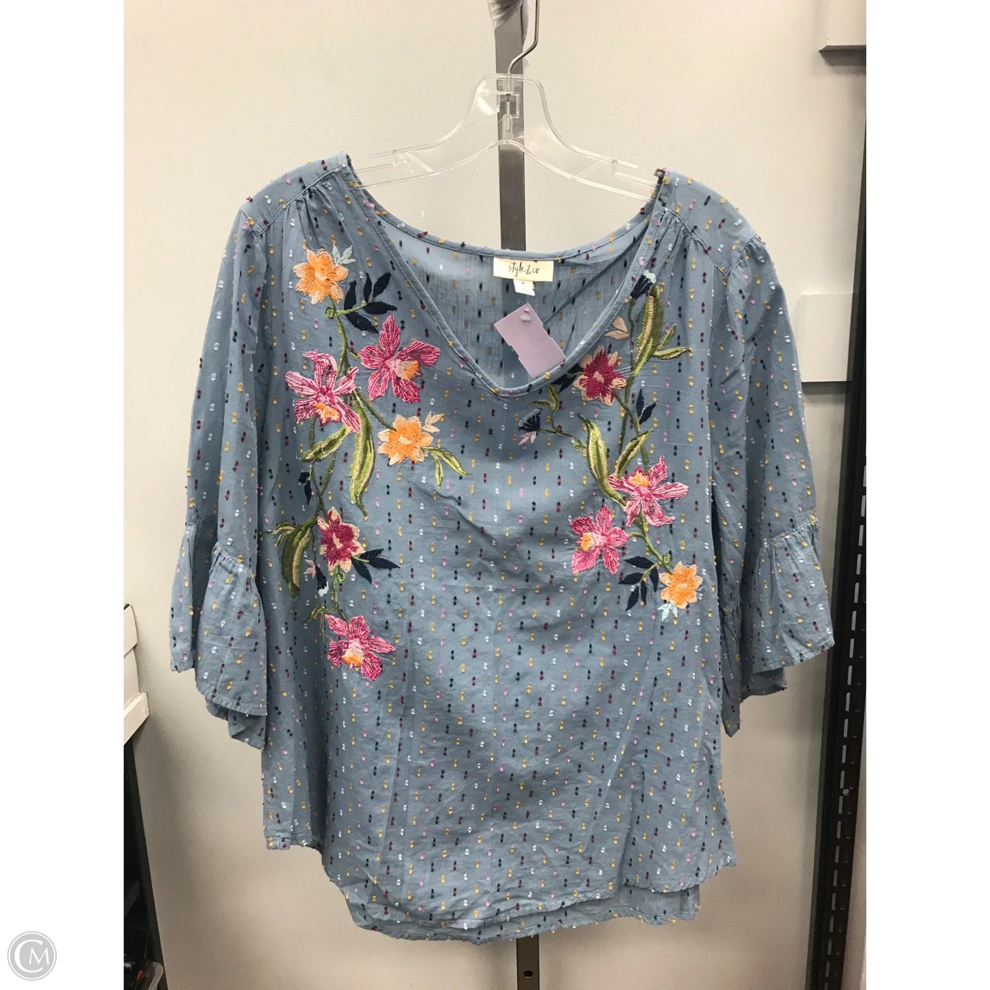 Top Short Sleeve By Style And Company In Blue, Size: M
