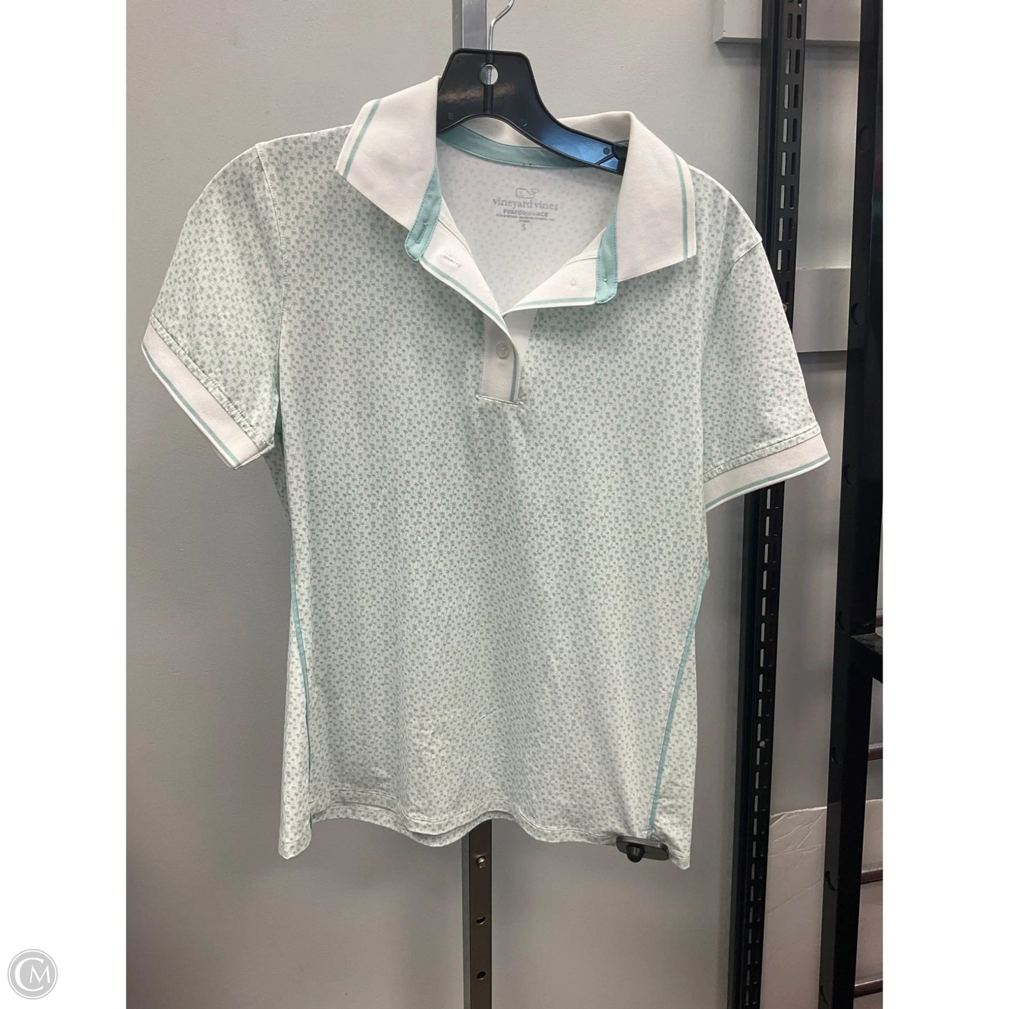 Top Short Sleeve By Vineyard Vines In Blue & White, Size: S