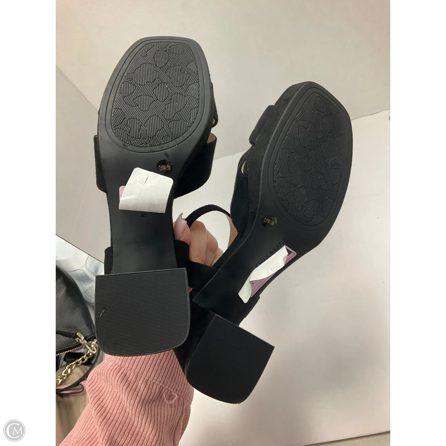Sandals Heels Block By Kelly And Katie In Black, Size: 7.5