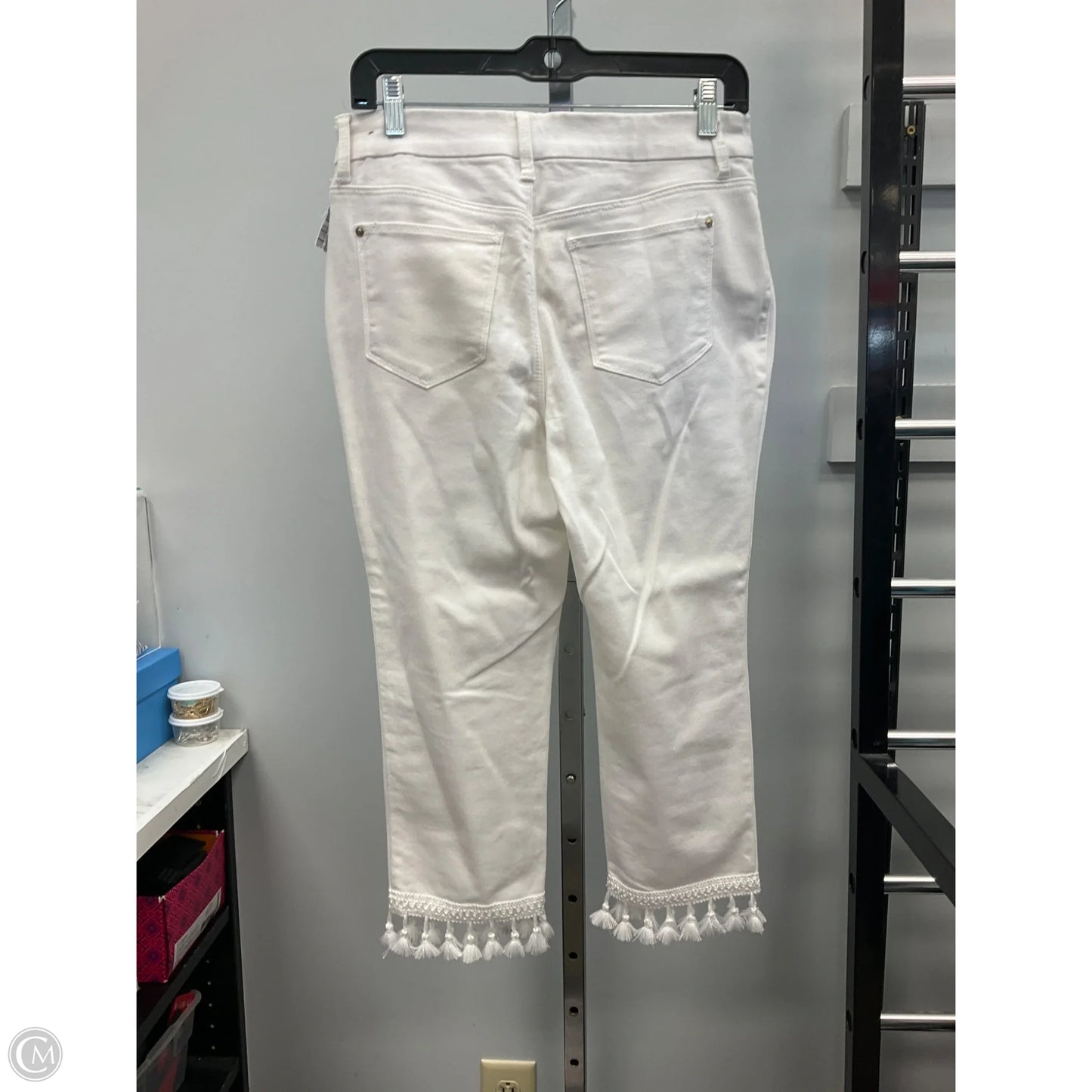 Jeans Cropped By Chicos In Cream Denim, Size: 6p
