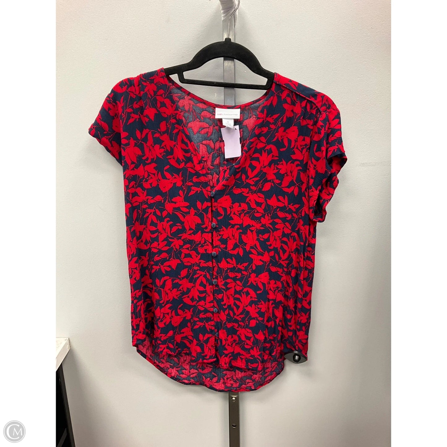 Top Short Sleeve By Liz Claiborne In Blue & Red, Size: M