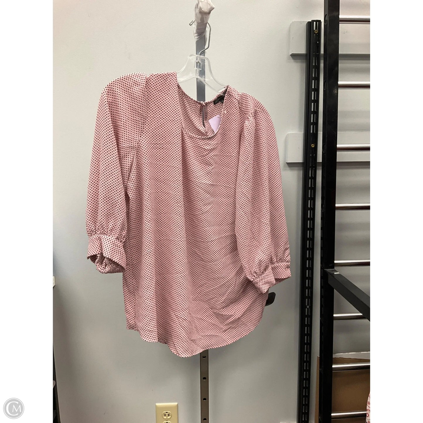 Top 3/4 Sleeve By Adrianna Papell In Polkadot Pattern, Size: L