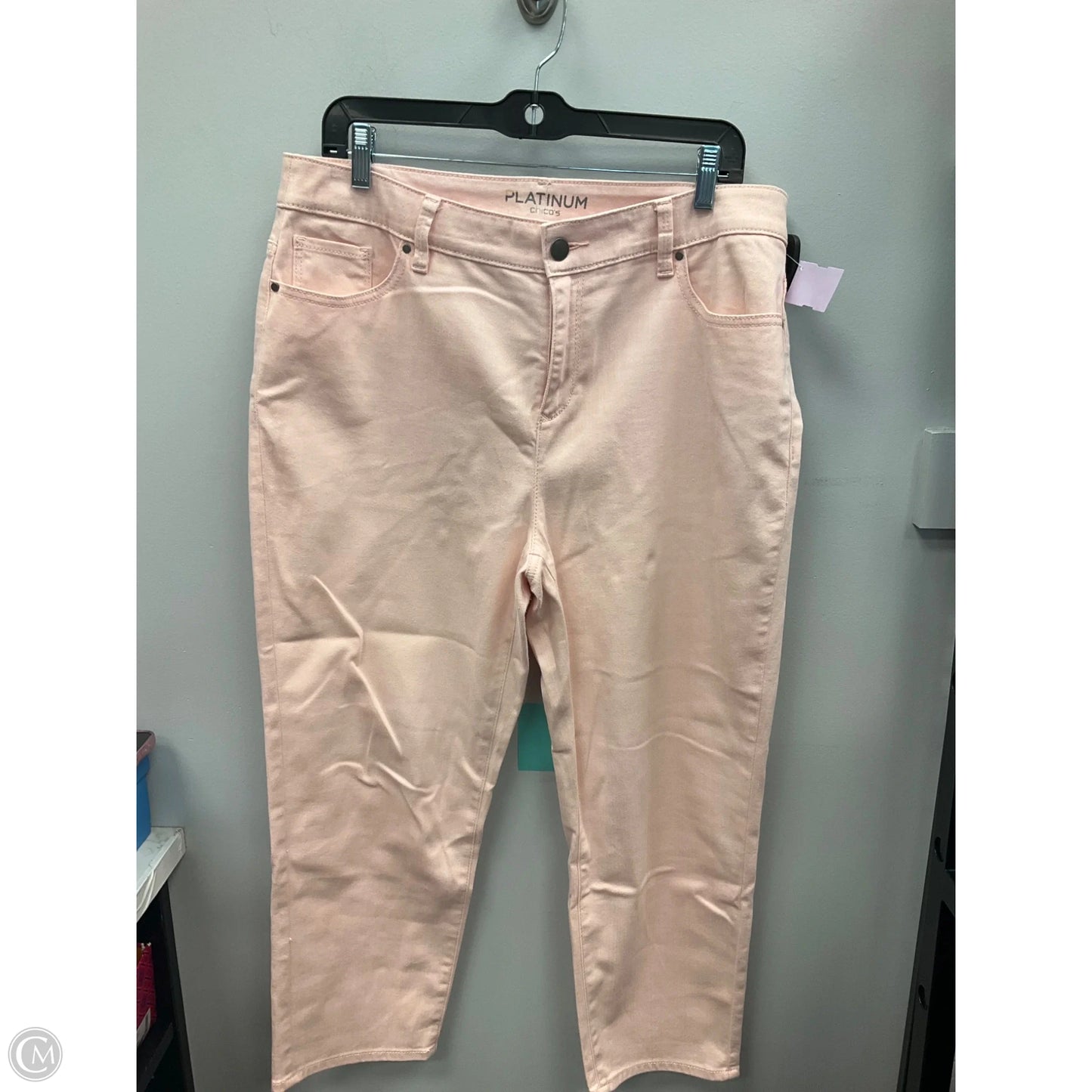 Jeans Cropped By Chicos In Pink Denim, Size: L