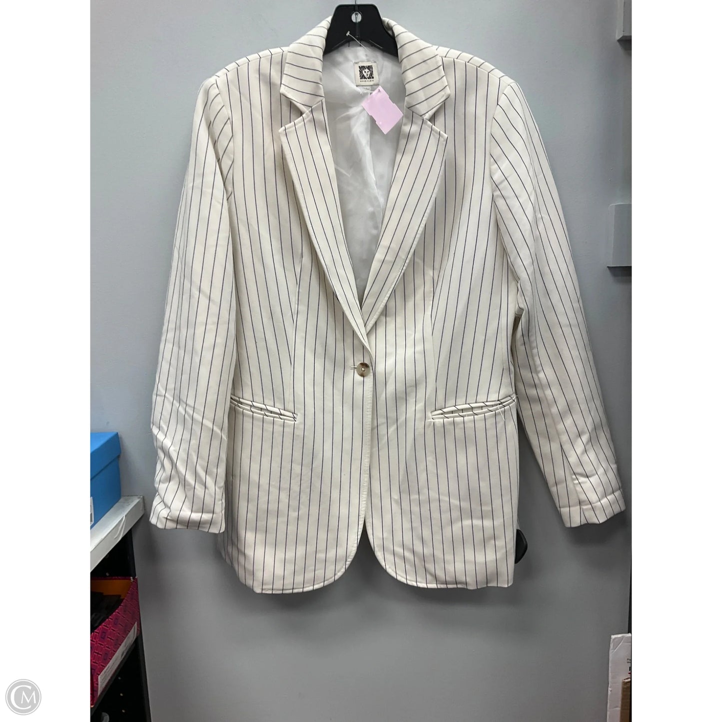 Blazer By Anne Klein In Striped Pattern, Size: L