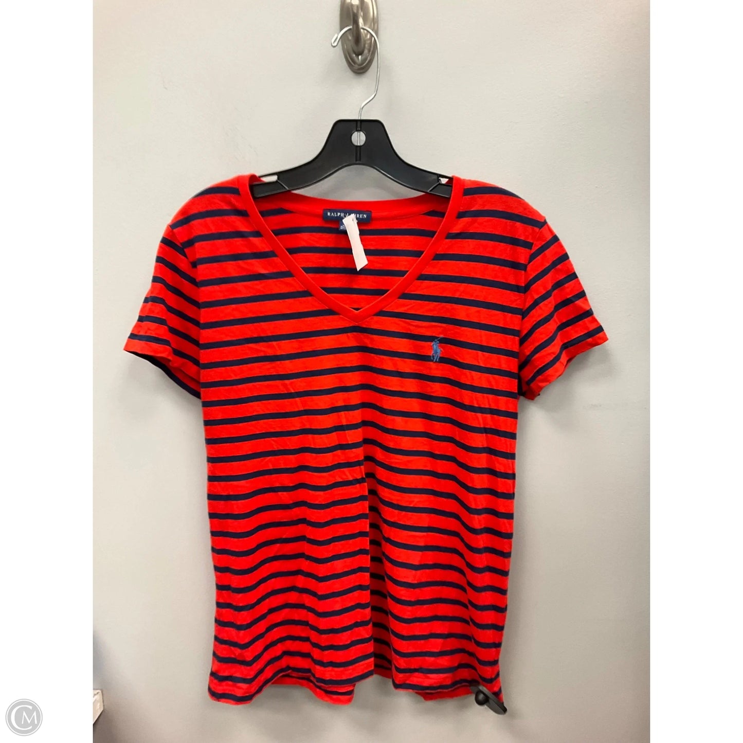 Top Short Sleeve By Ralph Lauren In Striped Pattern, Size: L