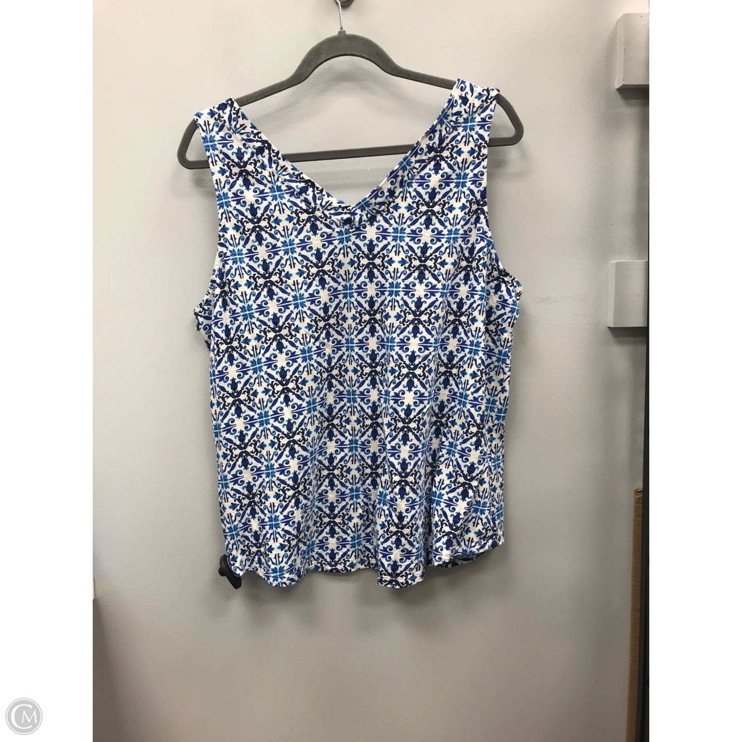 Top Sleeveless By White House Black Market In Blue & White, Size: Xl