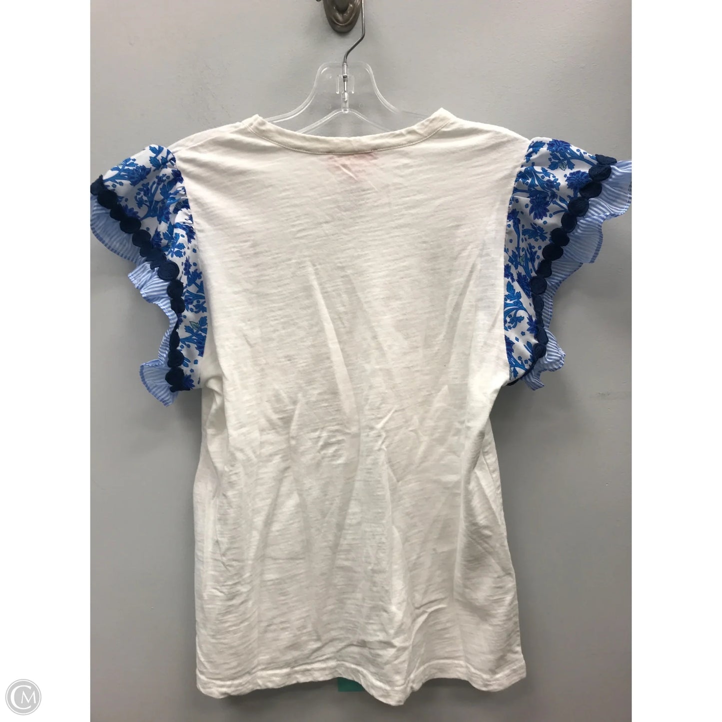 Top Short Sleeve By Thml In Blue & Cream, Size: S