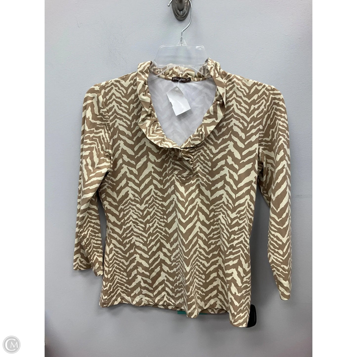 Top 3/4 Sleeve By J Mclaughlin In Cream & Tan, Size: Xs