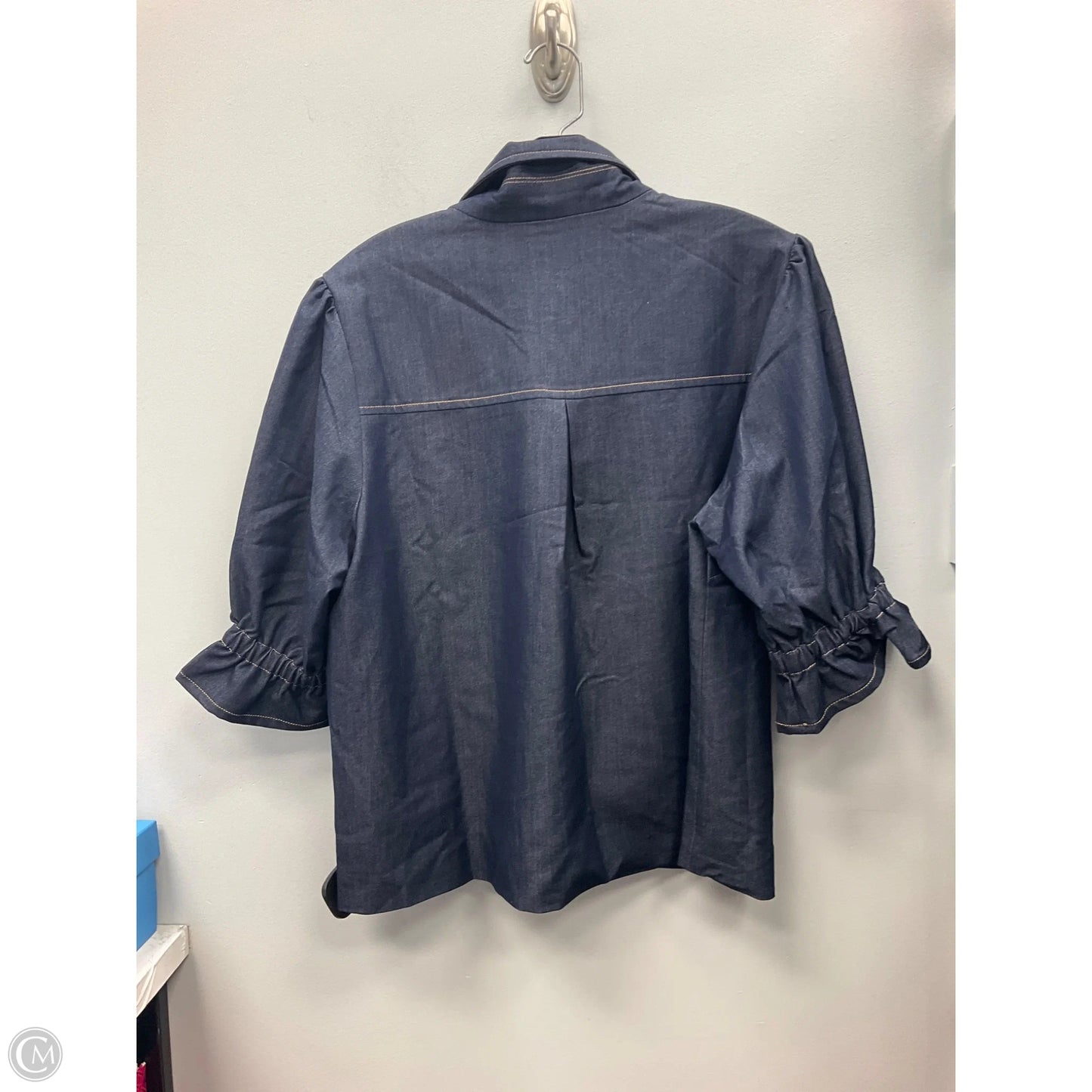 Top Short Sleeve By Nanette By Nanette Lepore In Blue Denim, Size: Xl