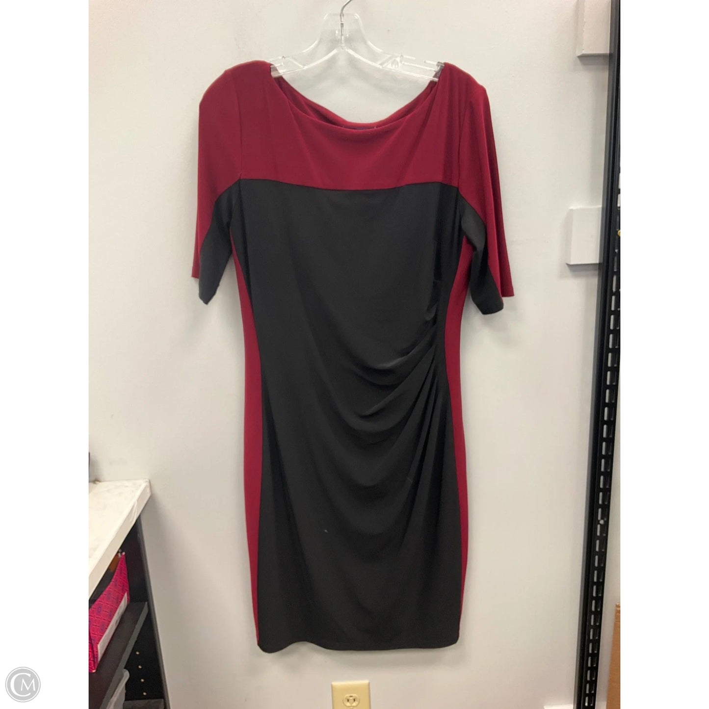 Dress Casual Midi By Chaps In Black & Red, Size: L
