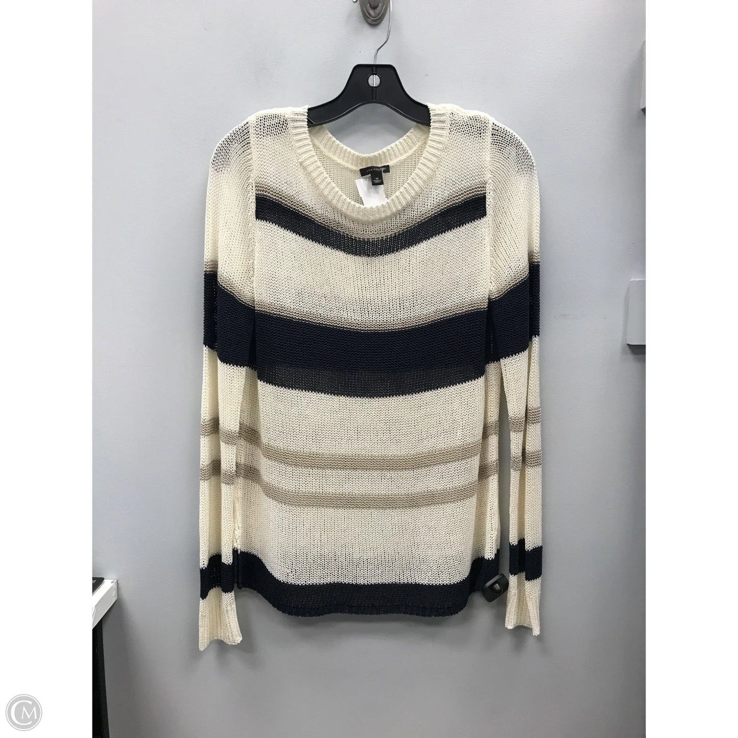 Top Long Sleeve By Ann Taylor In Striped Pattern, Size: M