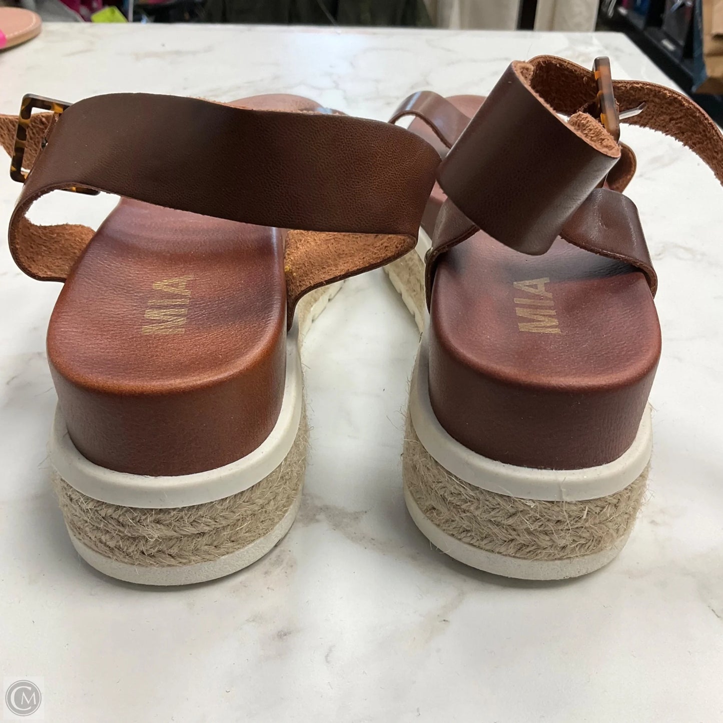 Sandals Flats By Mia In Brown & Tan, Size: 9
