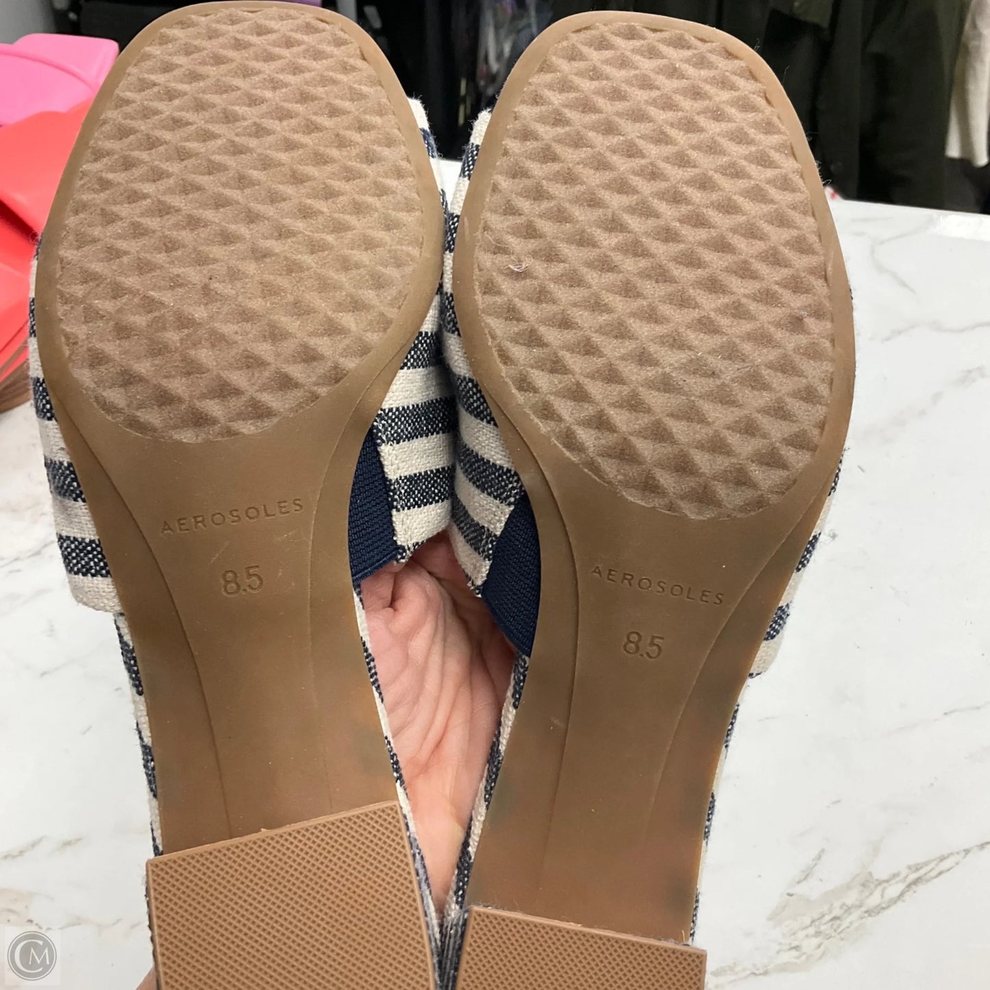 Shoes Heels Block By Aerosoles In Blue & Cream, Size: 8.5