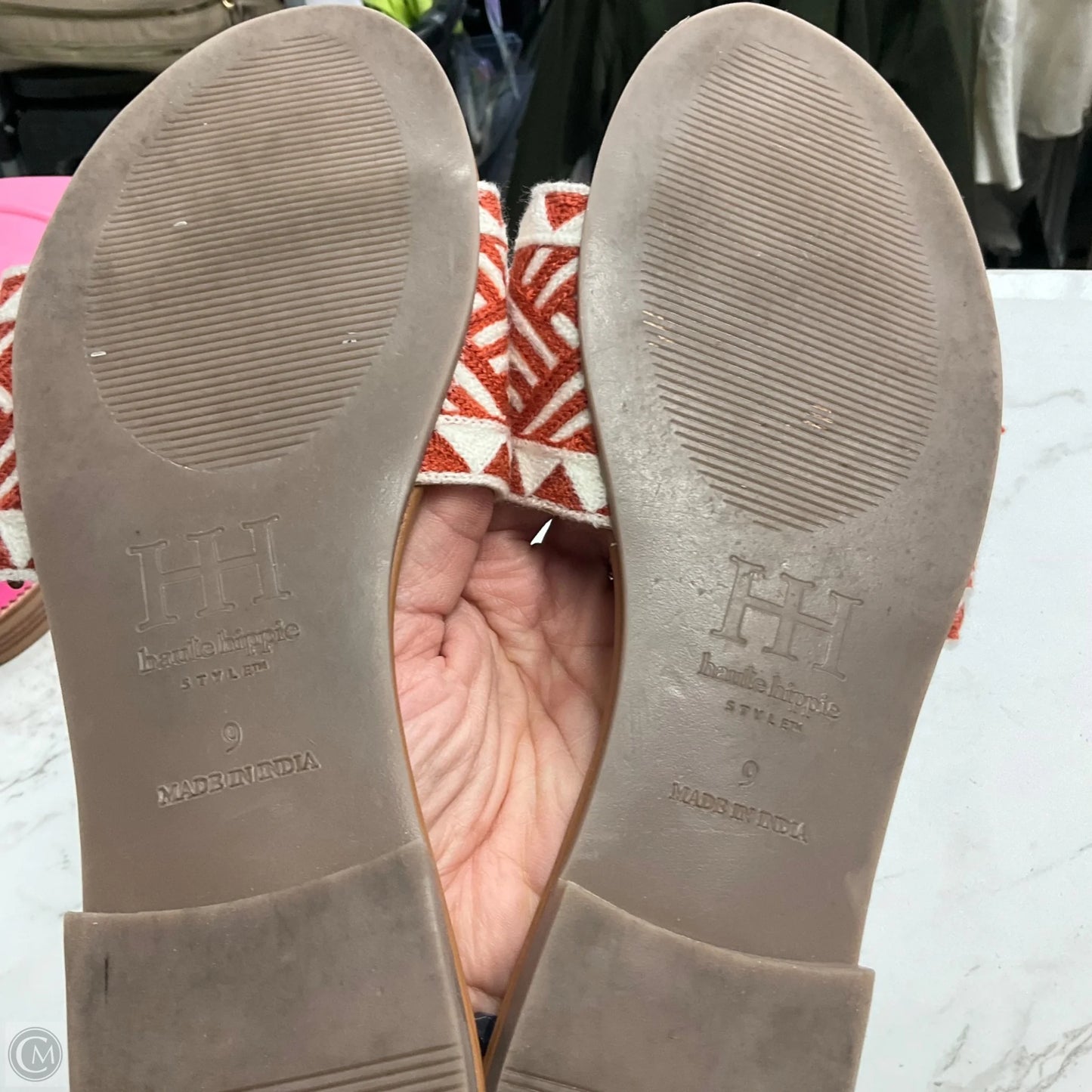 Sandals Flats By Haute Hippie In Cream & Orange, Size: 9