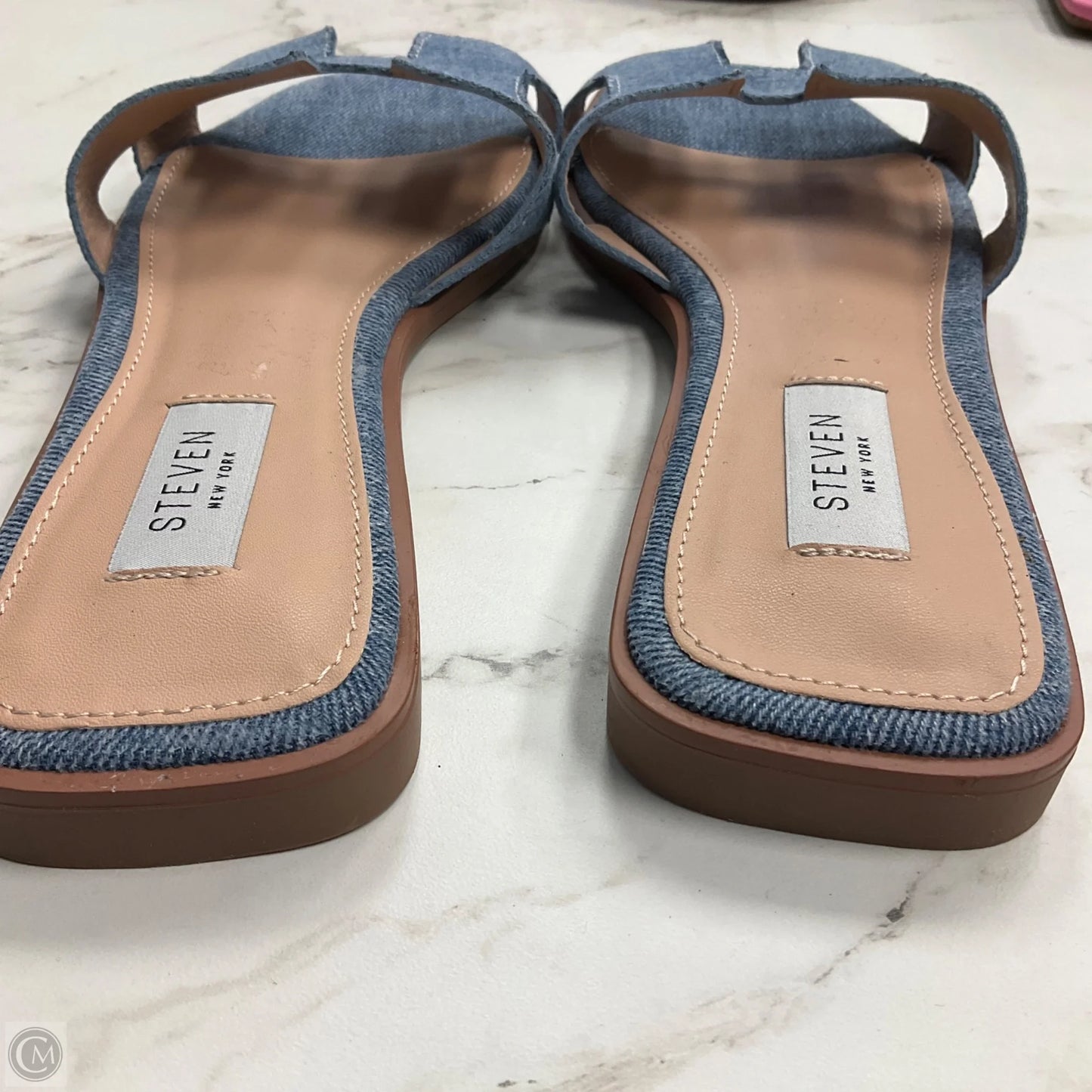Sandals Flats By Clothes Mentor In Blue Denim, Size: 8.5