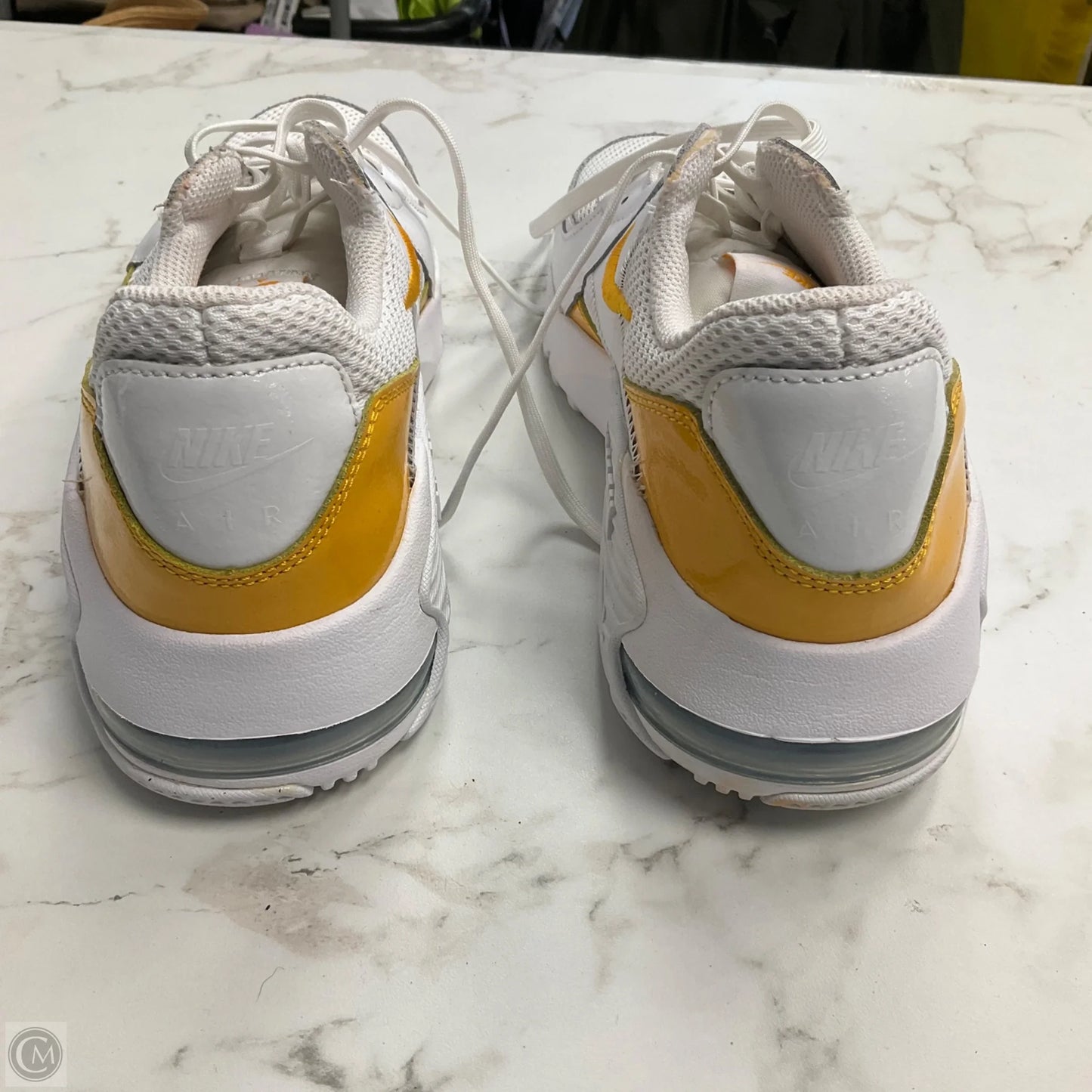 Shoes Athletic By Nike In White & Yellow, Size: 9