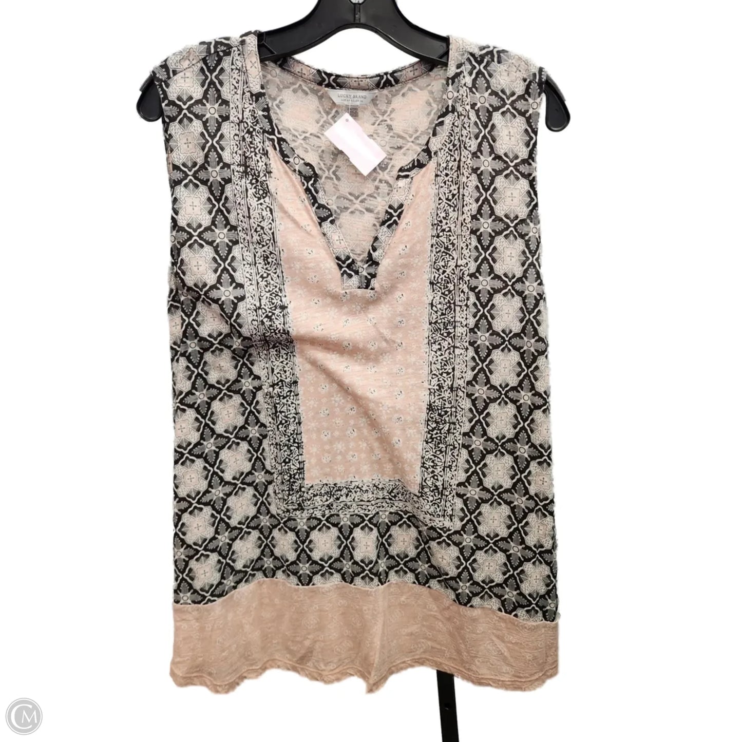Top Sleeveless By Lucky Brand In Black & Pink, Size: 2x