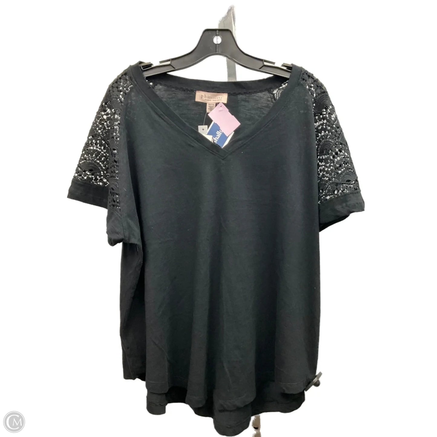 Top Short Sleeve By Philosophy In Black, Size: 2x