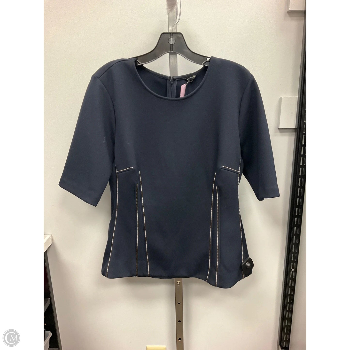 Top Short Sleeve By Ann Taylor In Navy, Size: L