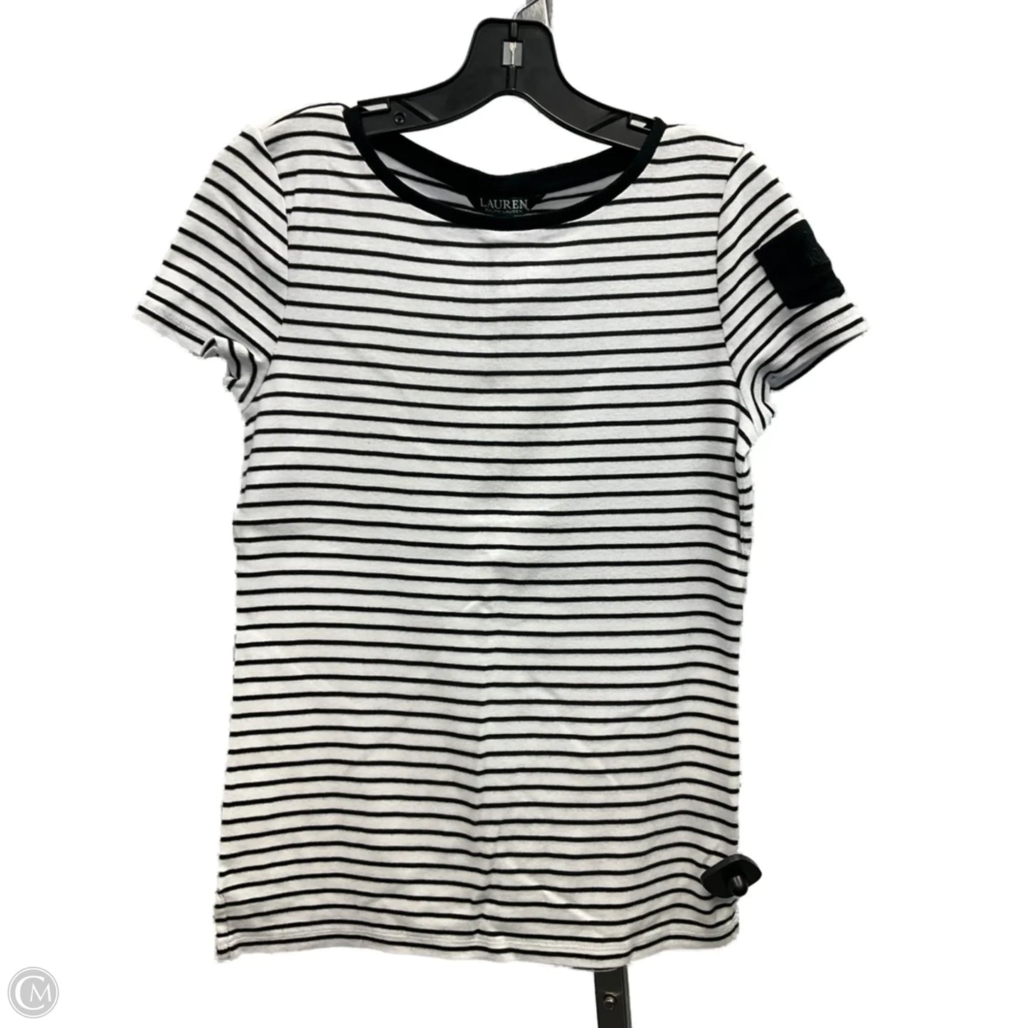 Top Short Sleeve By Lauren By Ralph Lauren In Striped Pattern, Size: M
