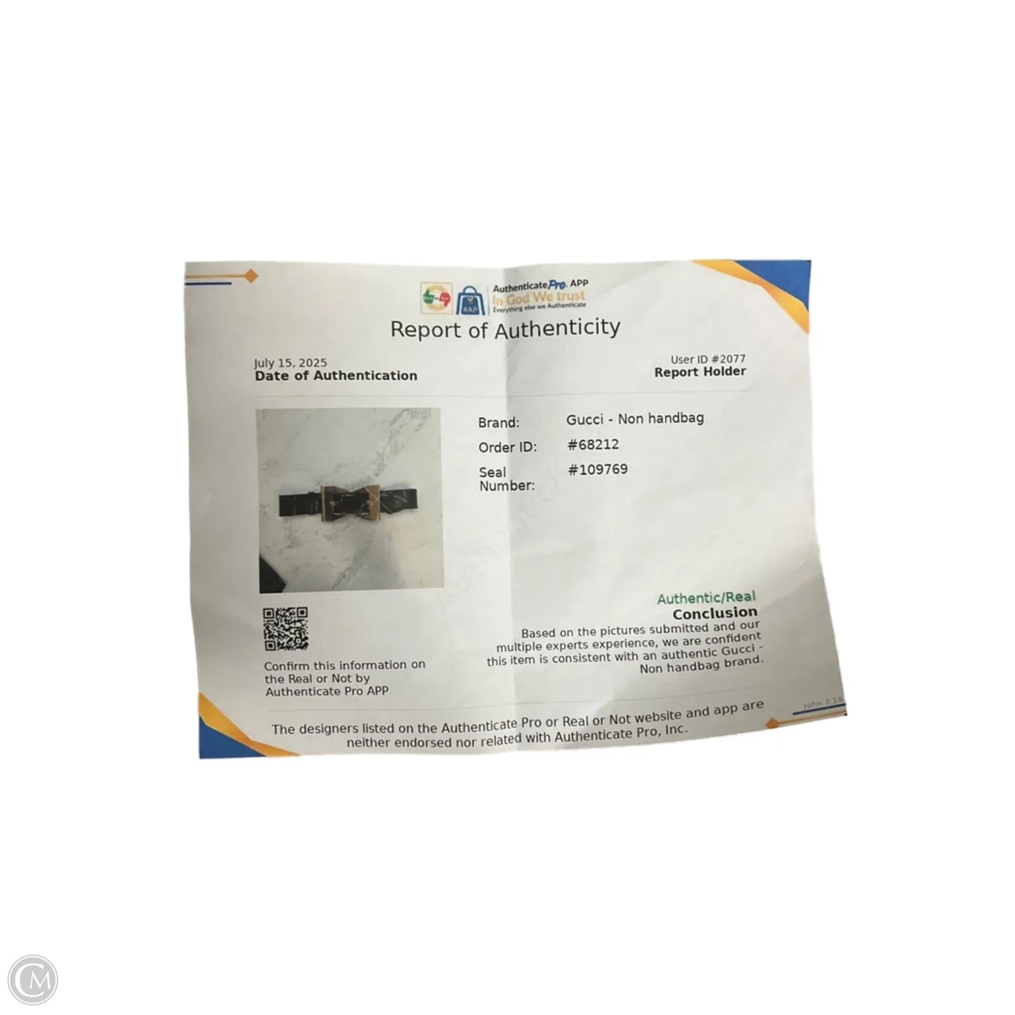 Belt Luxury Designer By Gucci, Size: Medium