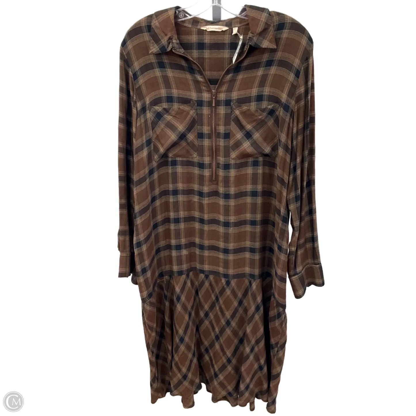 Dress Casual Midi By Soft Surroundings In Plaid Pattern, Size: L