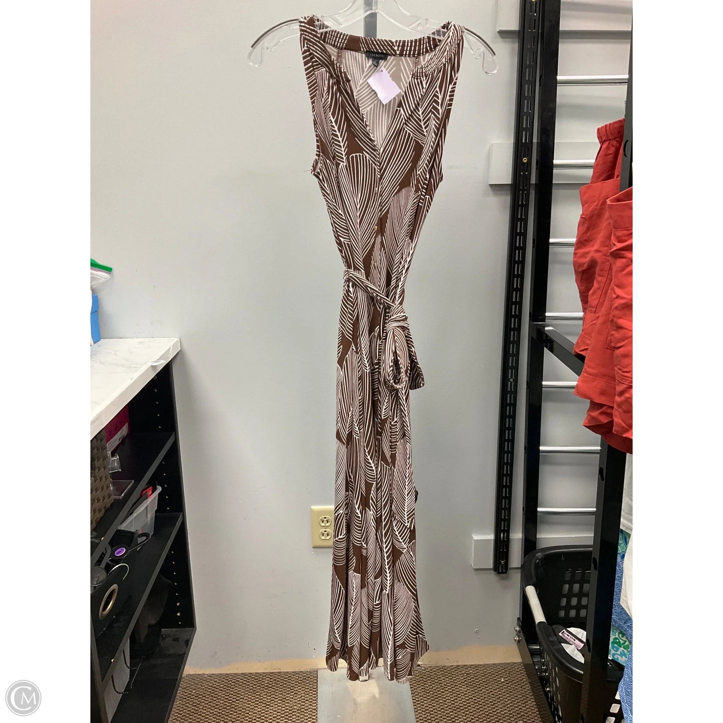 Dress Casual Midi By Talbots In Brown & White, Size: S