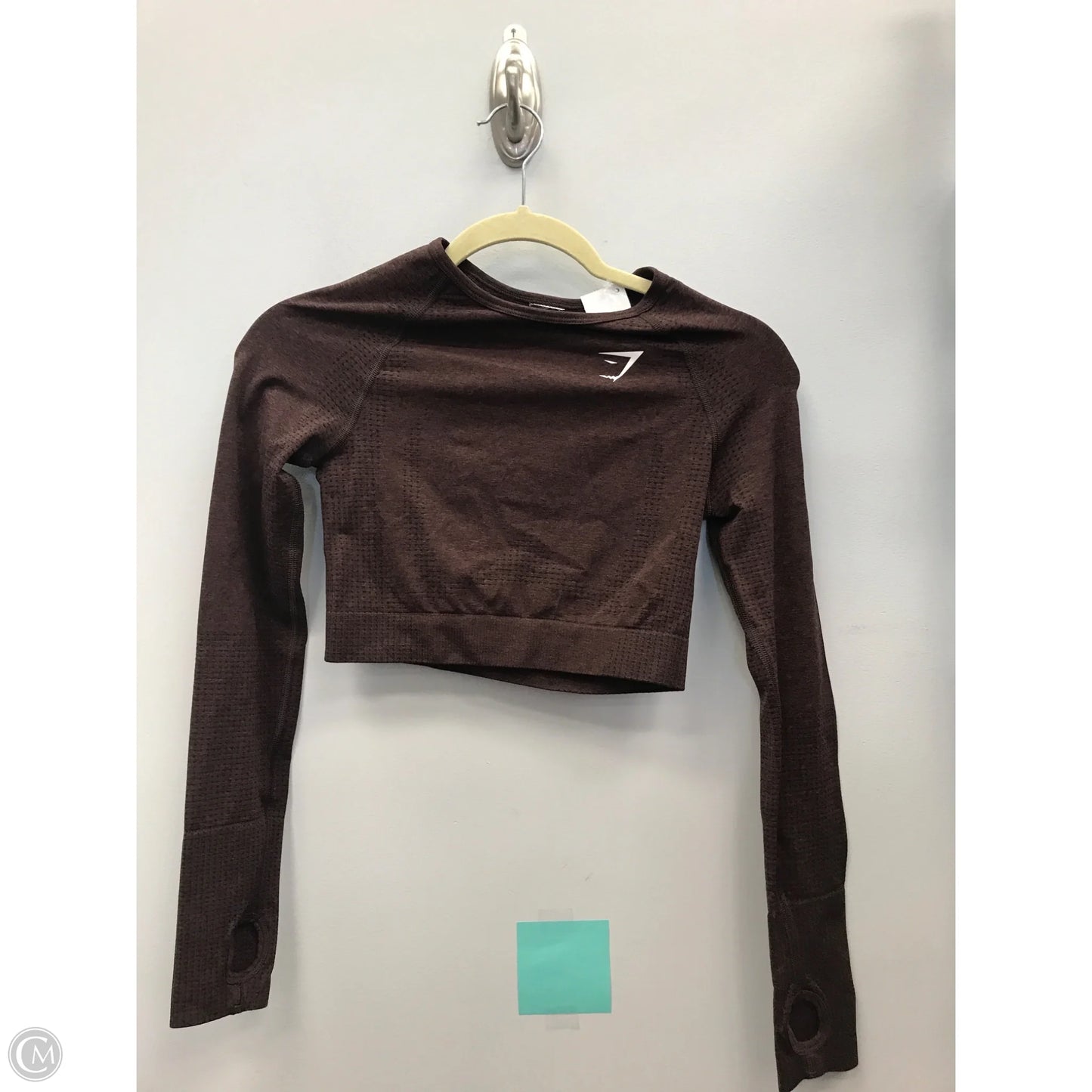 Athletic Top Long Sleeve Crewneck By Gym Shark In Brown, Size: S