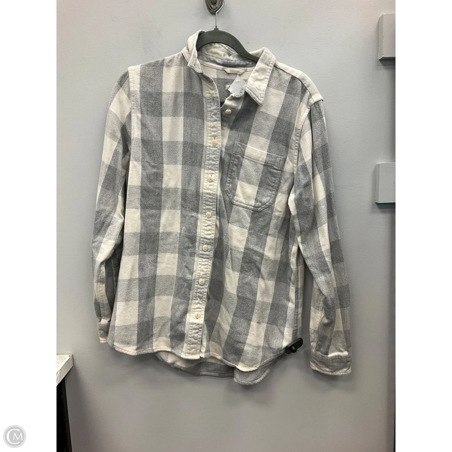 Top Long Sleeve By L.l. Bean In Grey & White, Size: M