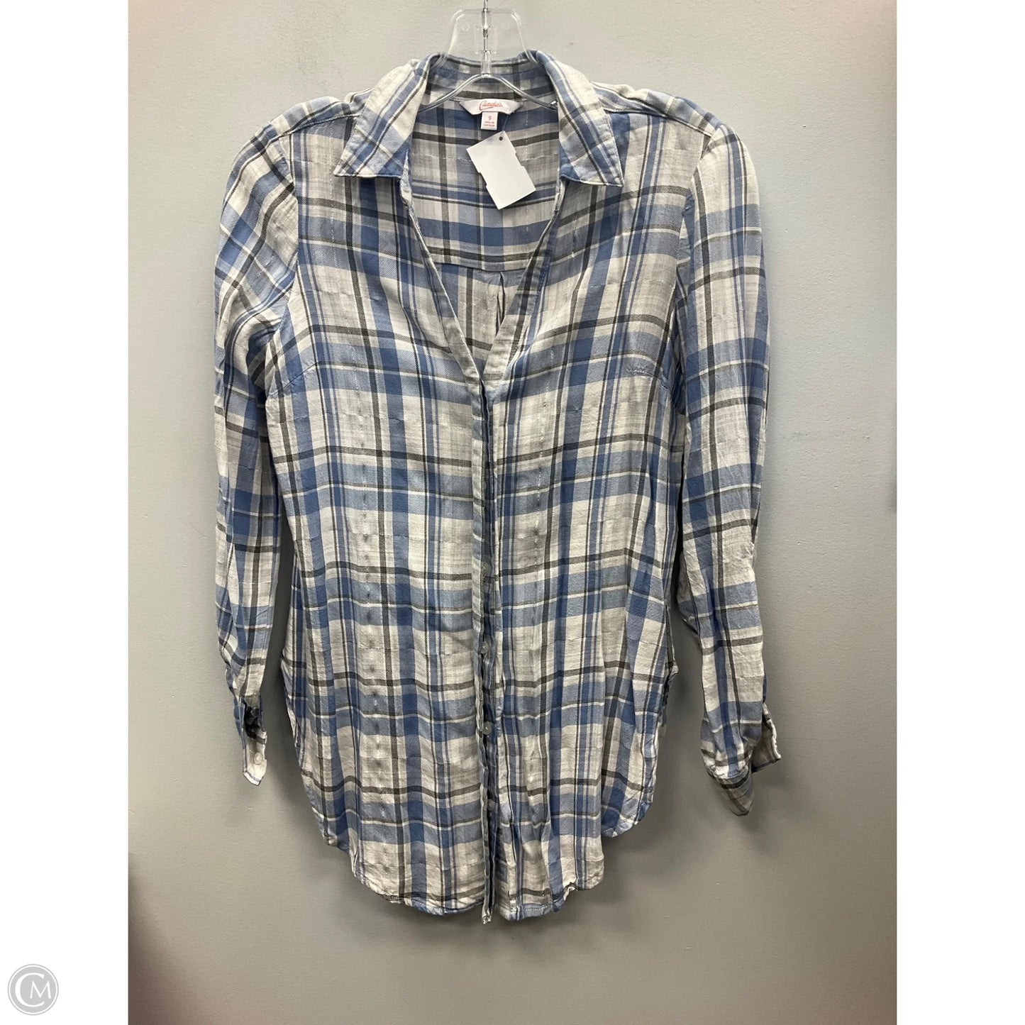 Top Long Sleeve By Candies In Plaid Pattern, Size: S