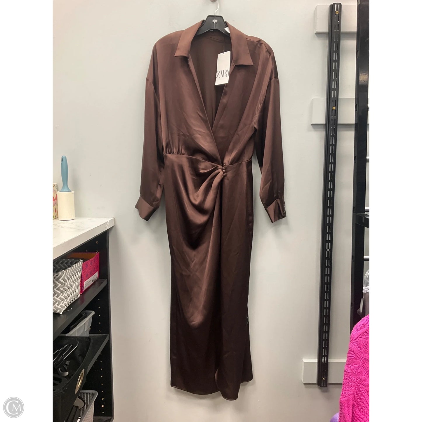Dress Casual Maxi By Zara In Brown, Size: L