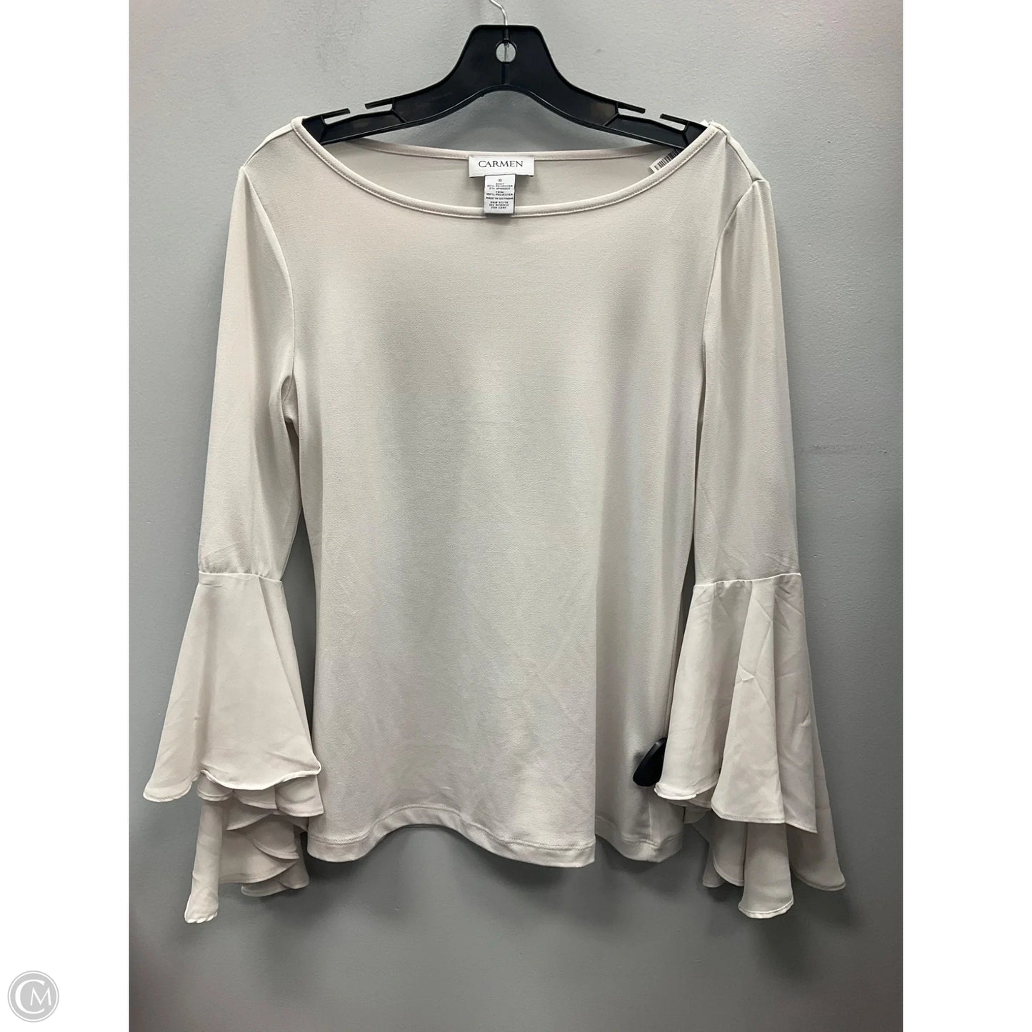 Top Long Sleeve By Carmen By Carmen Marc Valvo In Cream, Size: S