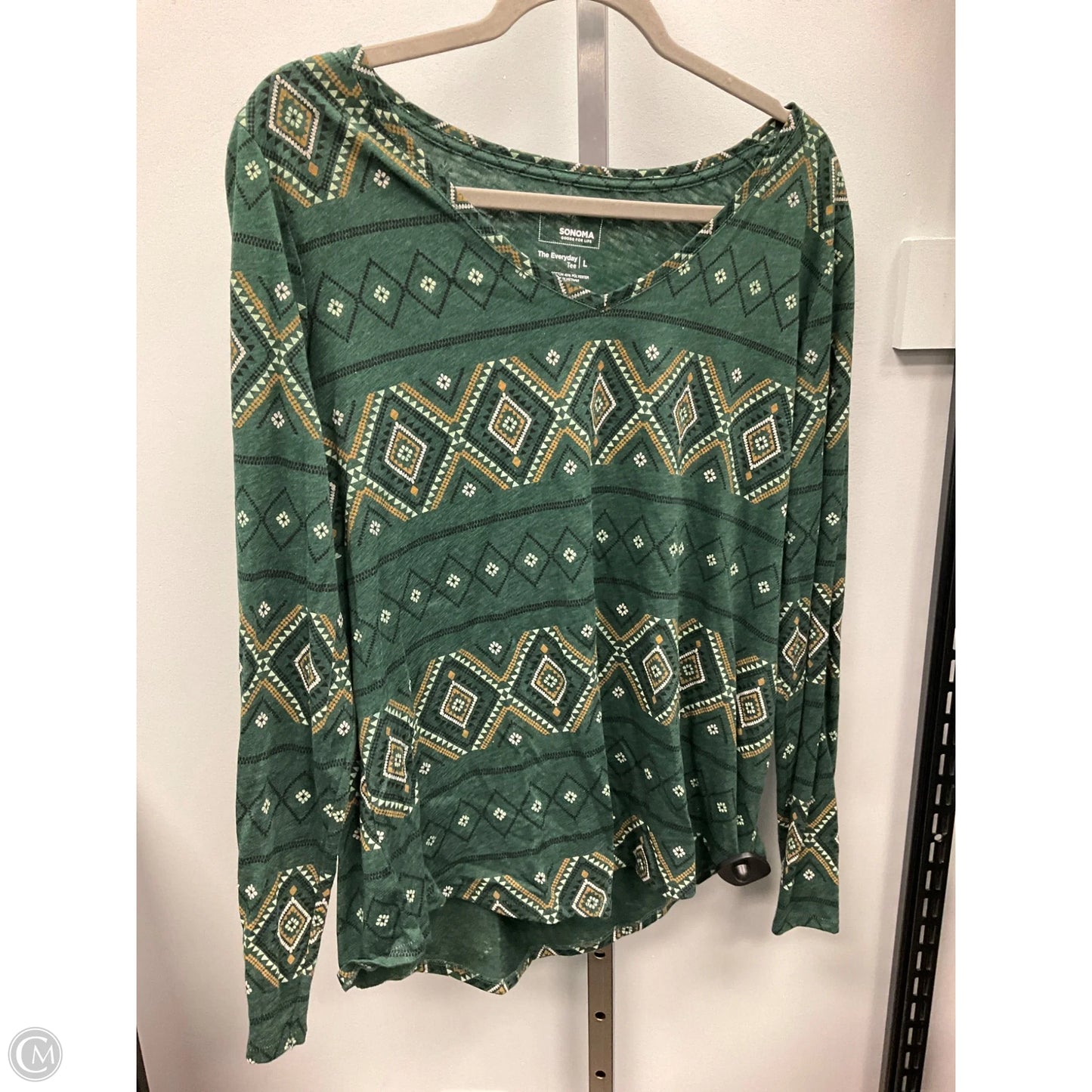 Top Long Sleeve By Sonoma In Green, Size: L