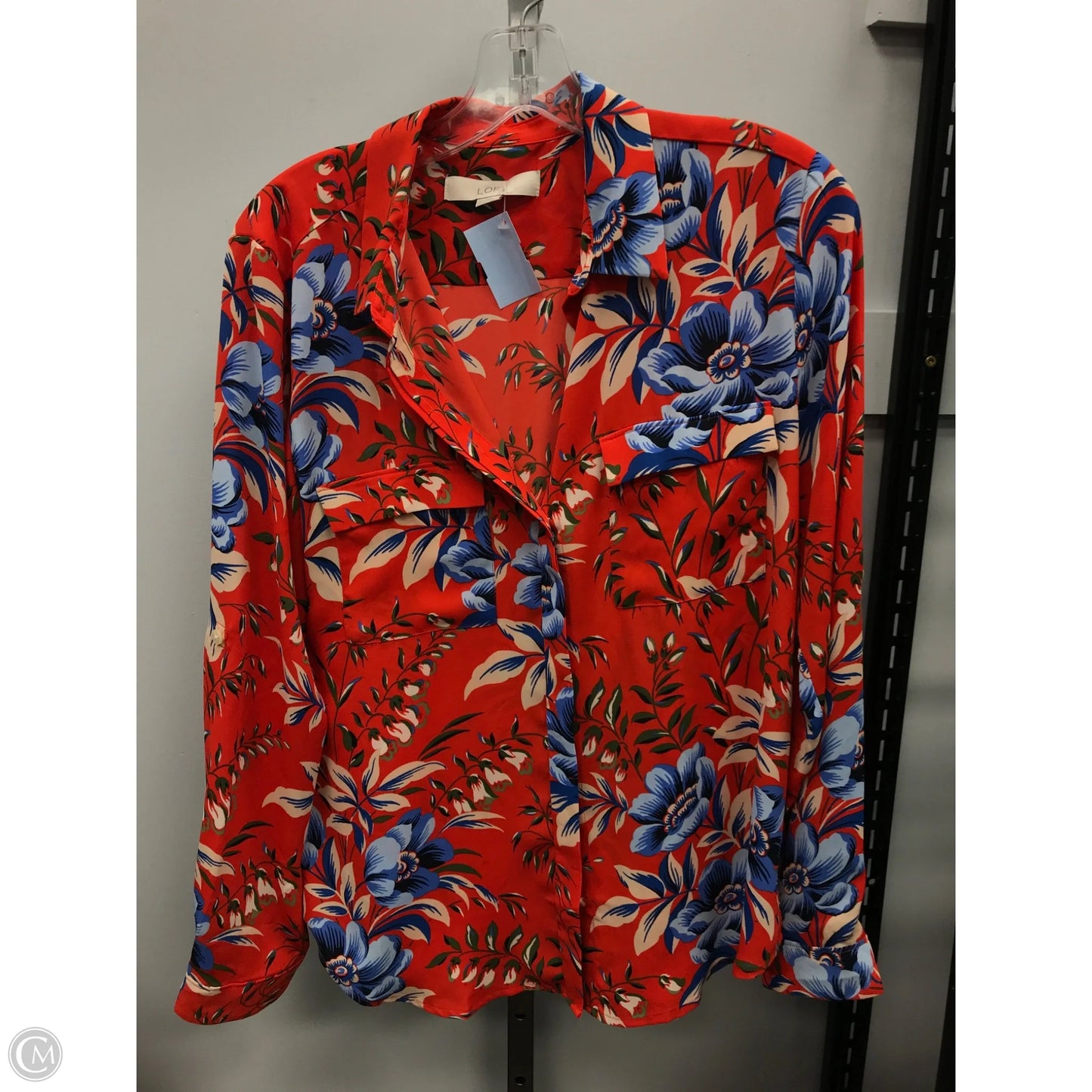 Blouse Long Sleeve By Loft In Blue & Orange, Size: M