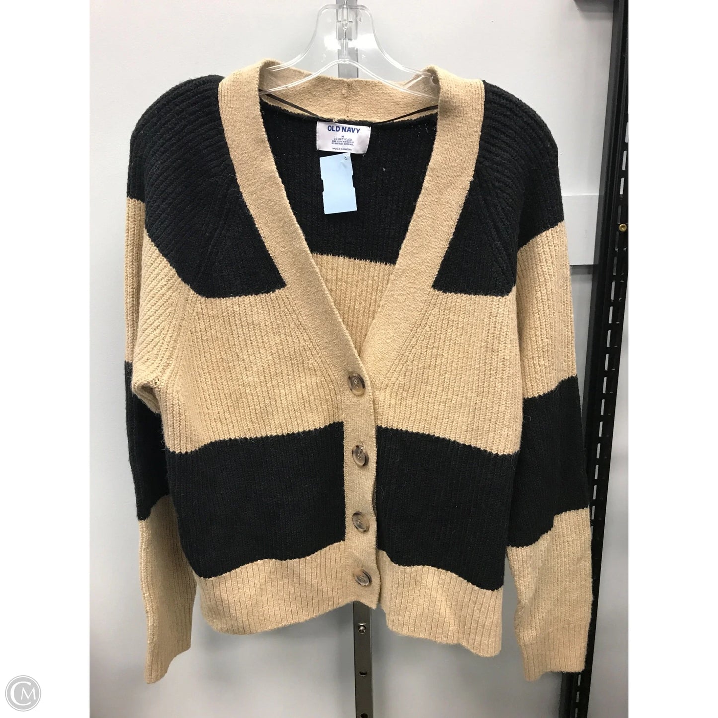Sweater Cardigan By Old Navy In Striped Pattern, Size: M