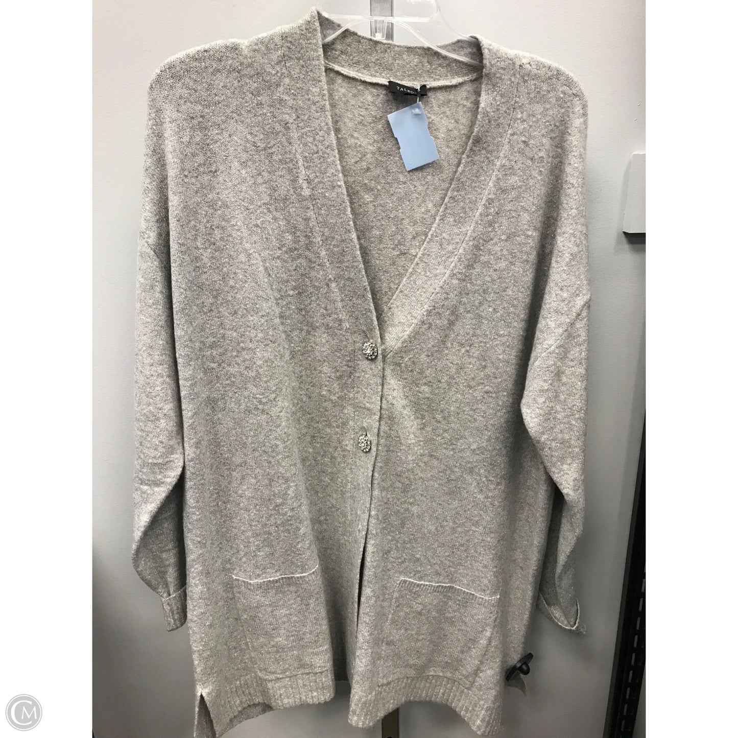 Sweater Cardigan By Talbots In Silver, Size: Xl