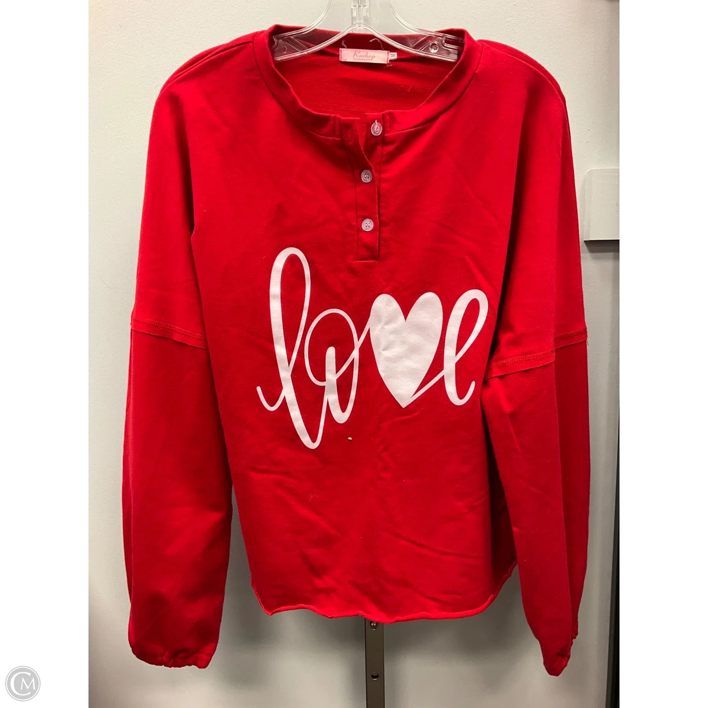 Top Long Sleeve By Clothes Mentor In Red, Size: M