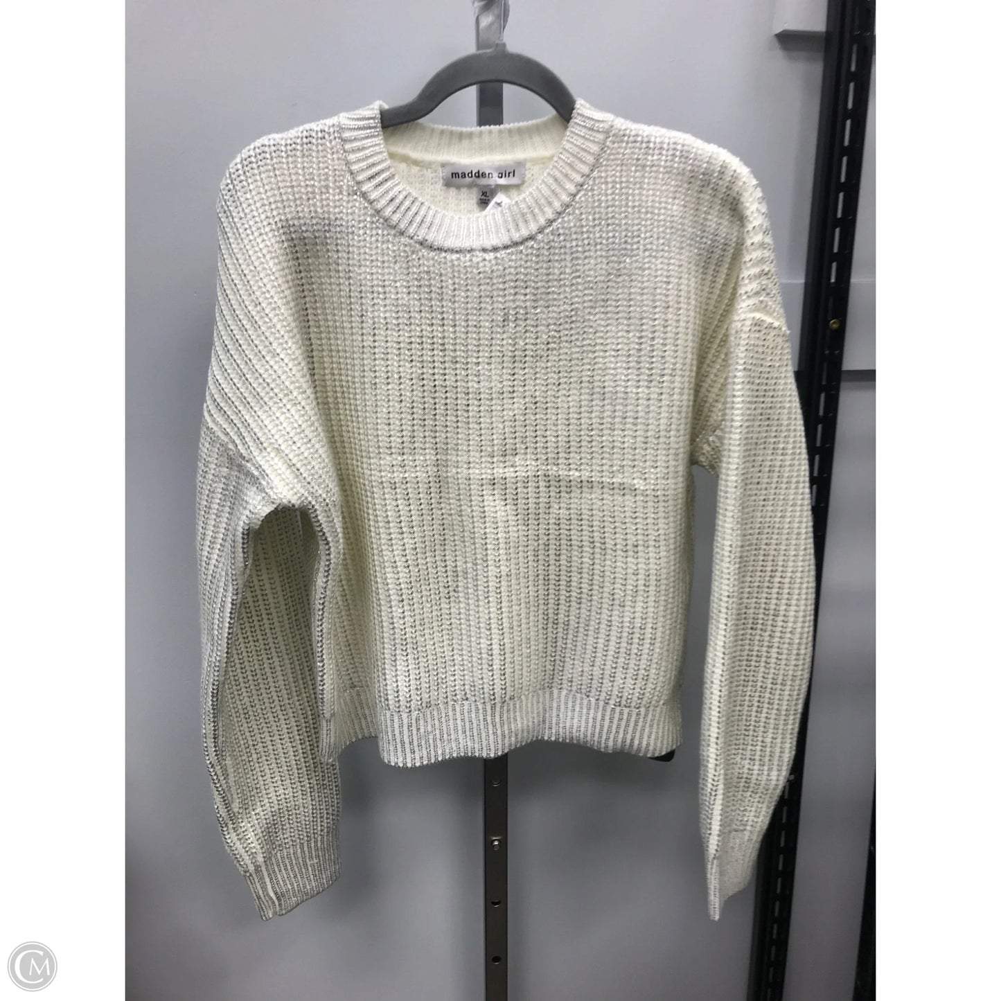 Sweater By Madden Girl In Cream & Silver, Size: Xl