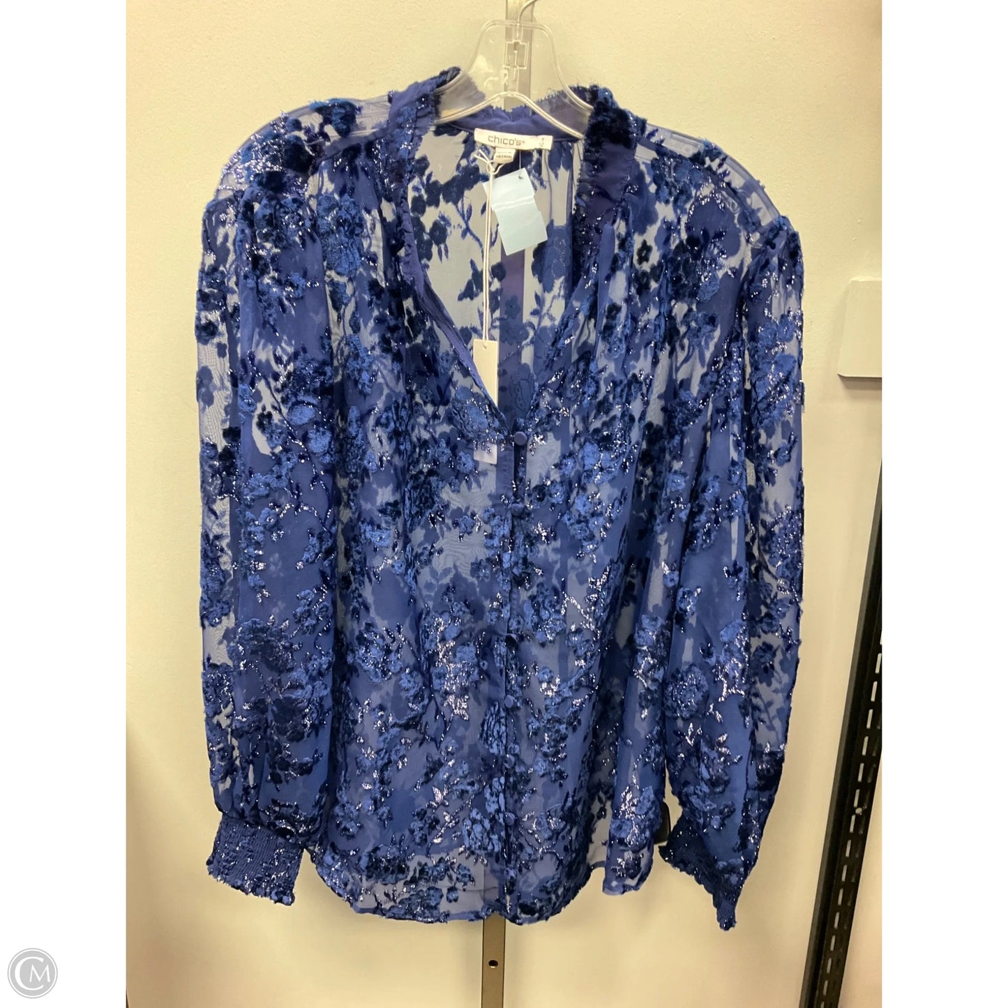 Top Long Sleeve By Chicos In Blue, Size: Xl