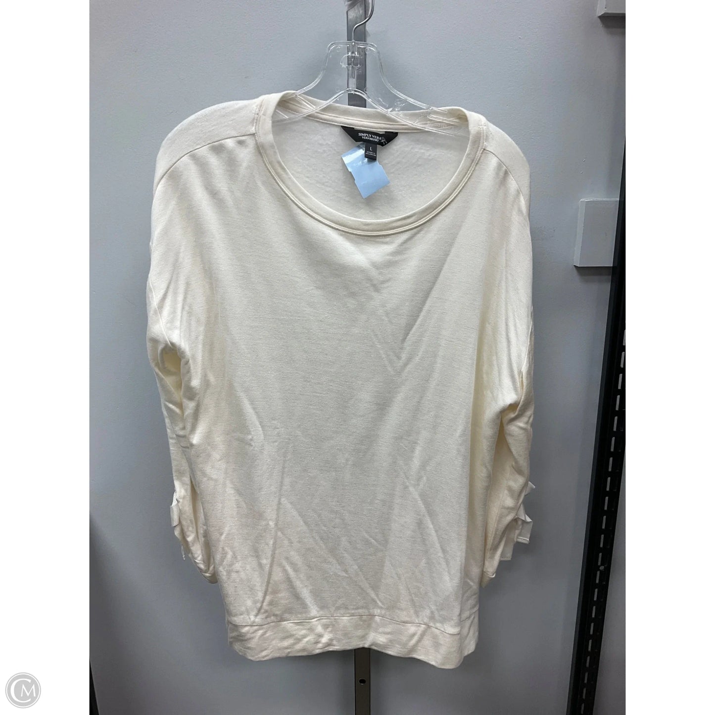 Top 3/4 Sleeve By Simply Vera In Cream, Size: L