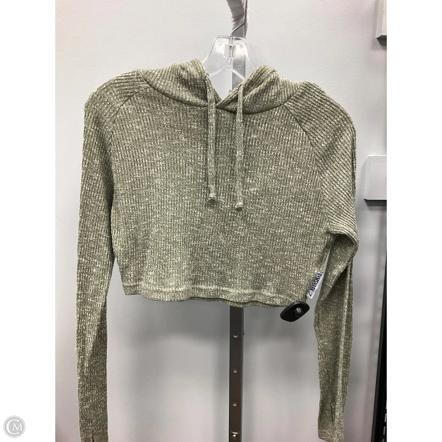 Athletic Top Long Sleeve Hoodie By Gym Shark In Green, Size: M