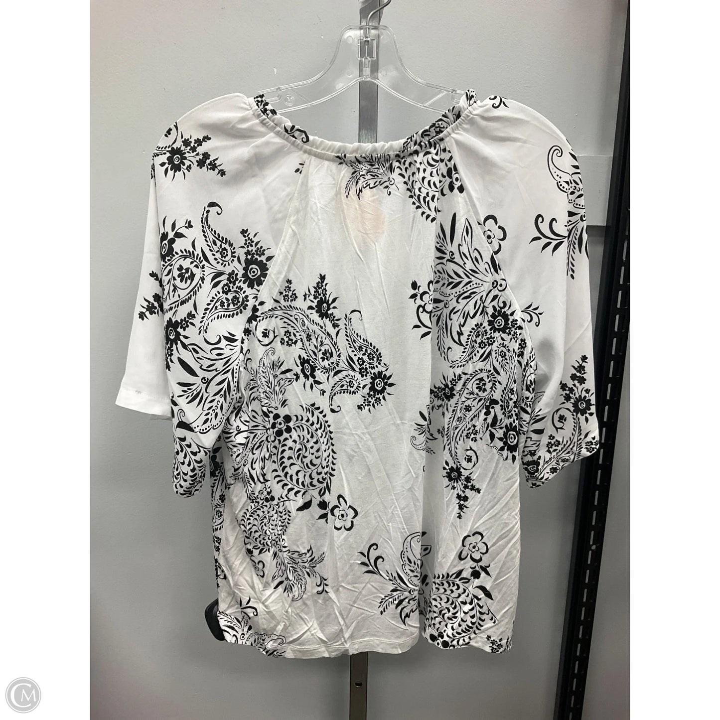 Top Short Sleeve By Loft In Black & White, Size: M